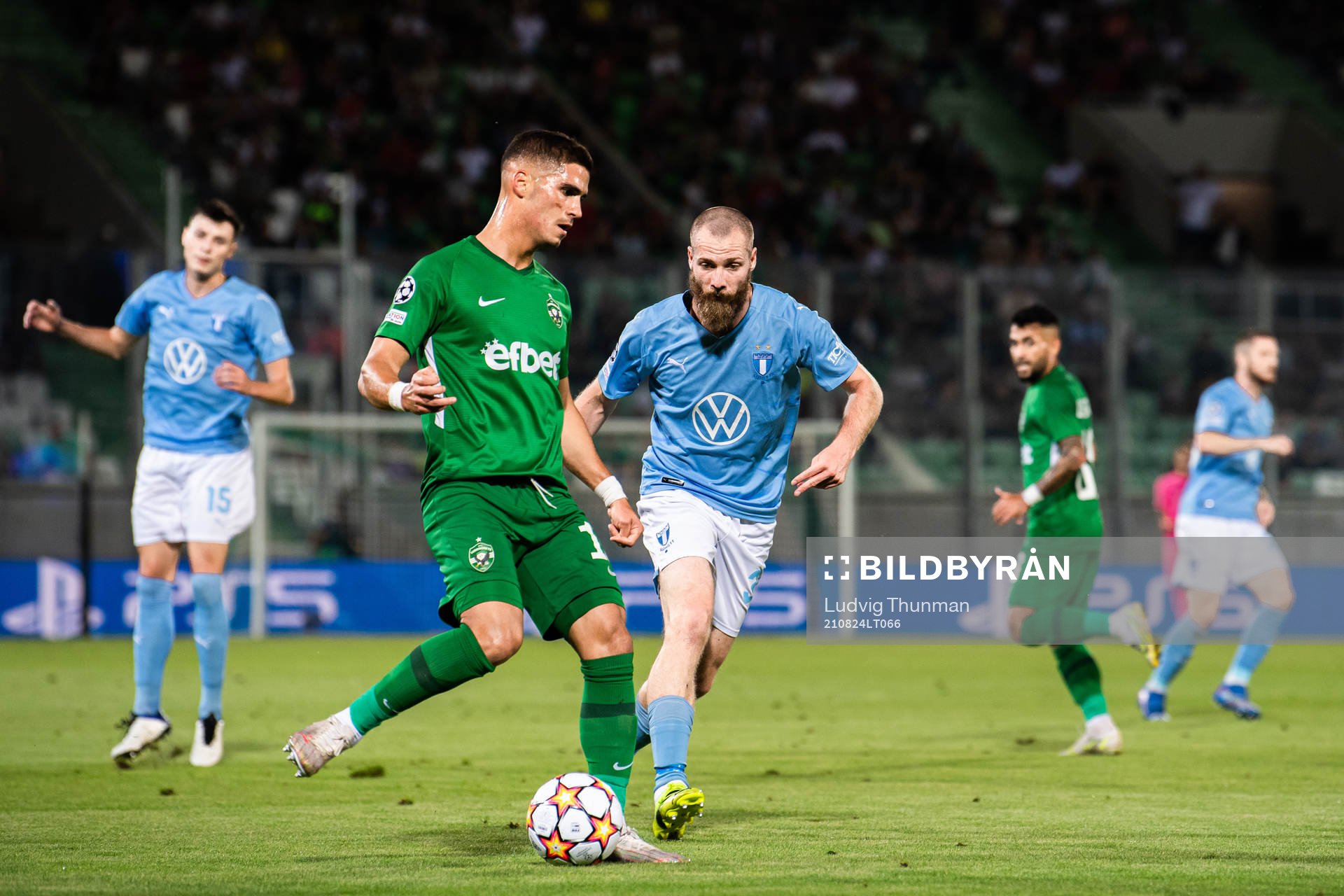 Pieros Sotiriou of Ludogorets and Jo Inge Berget of Malmö
