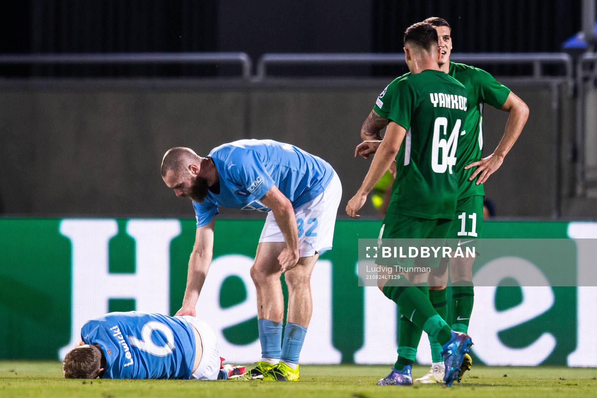 Oscar Lewicki of Malmö FF in pain