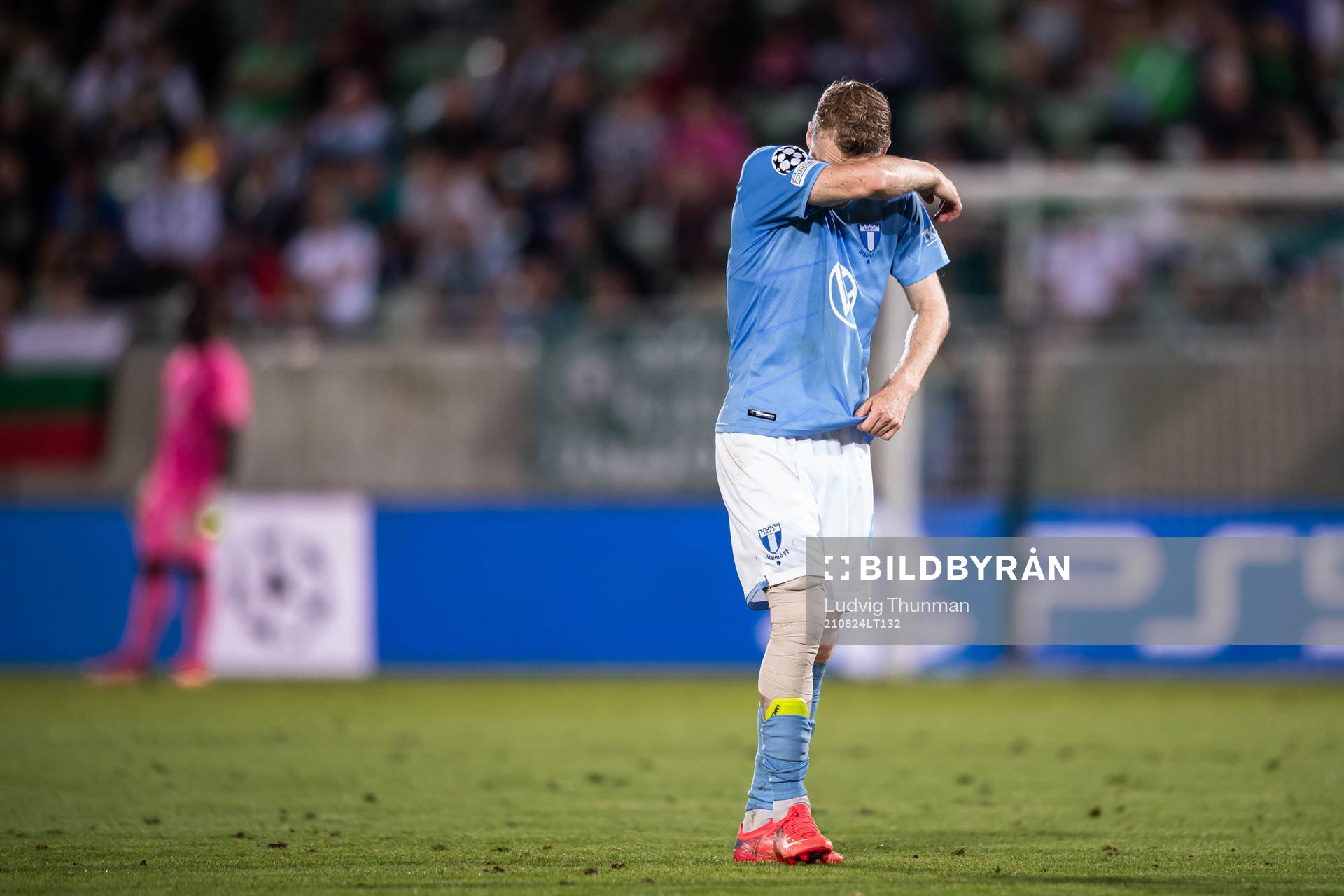Oscar Lewicki of Malmö FF leaves the pitch