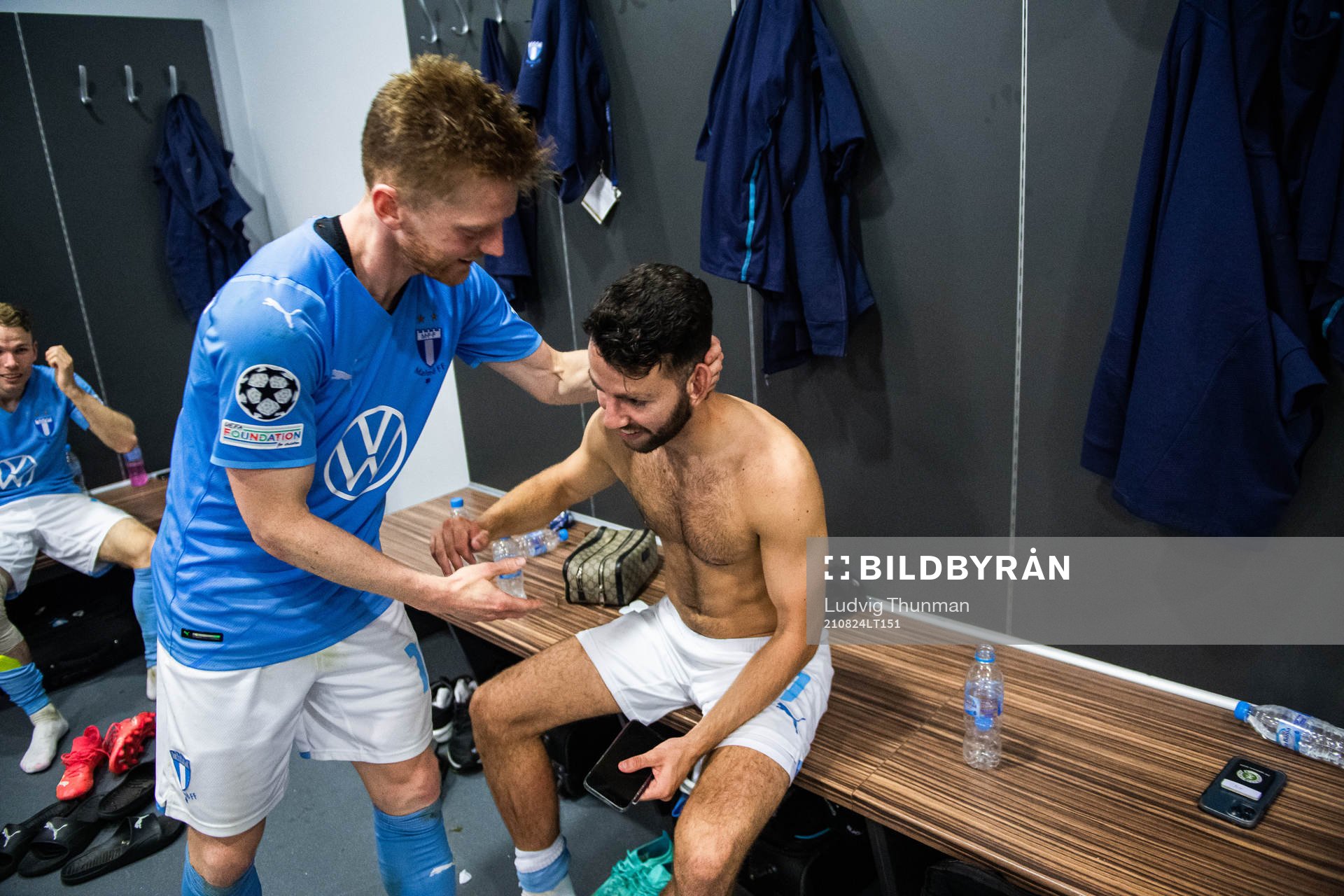Anders Christiansen and Erdal Rakip of Malmö FF celebrate