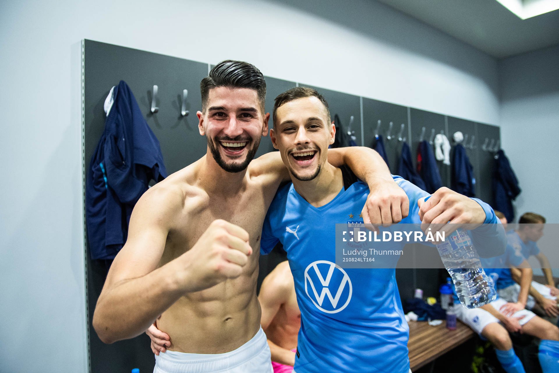 Antonio Colak and Veljko Birmancevic of Malmö FF celebrate
