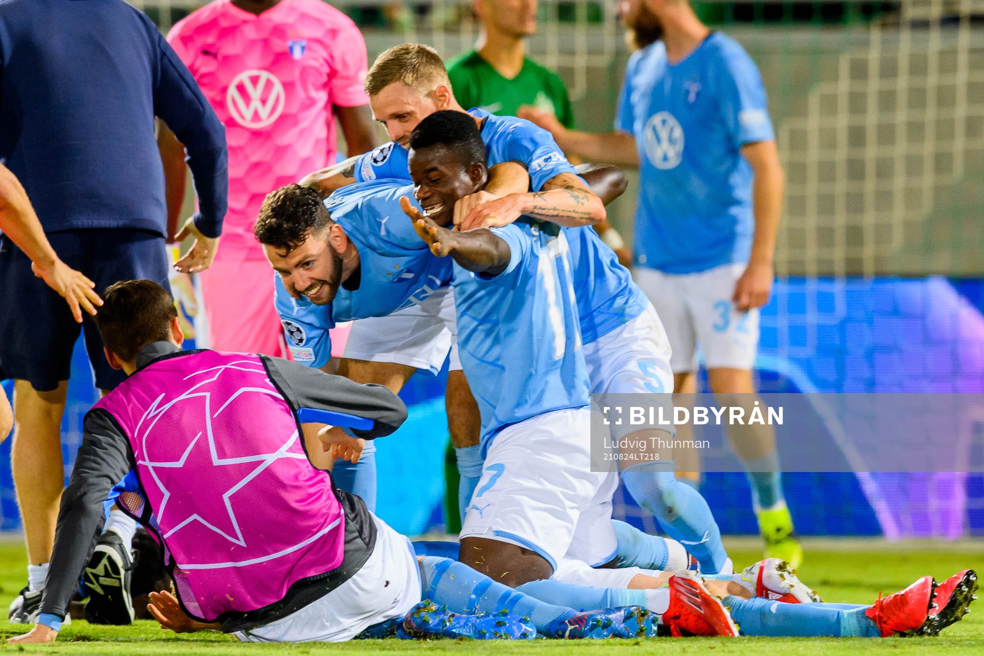 Erdal Rakip, Sören Rieks and Malik Abubakari of Malmö FF