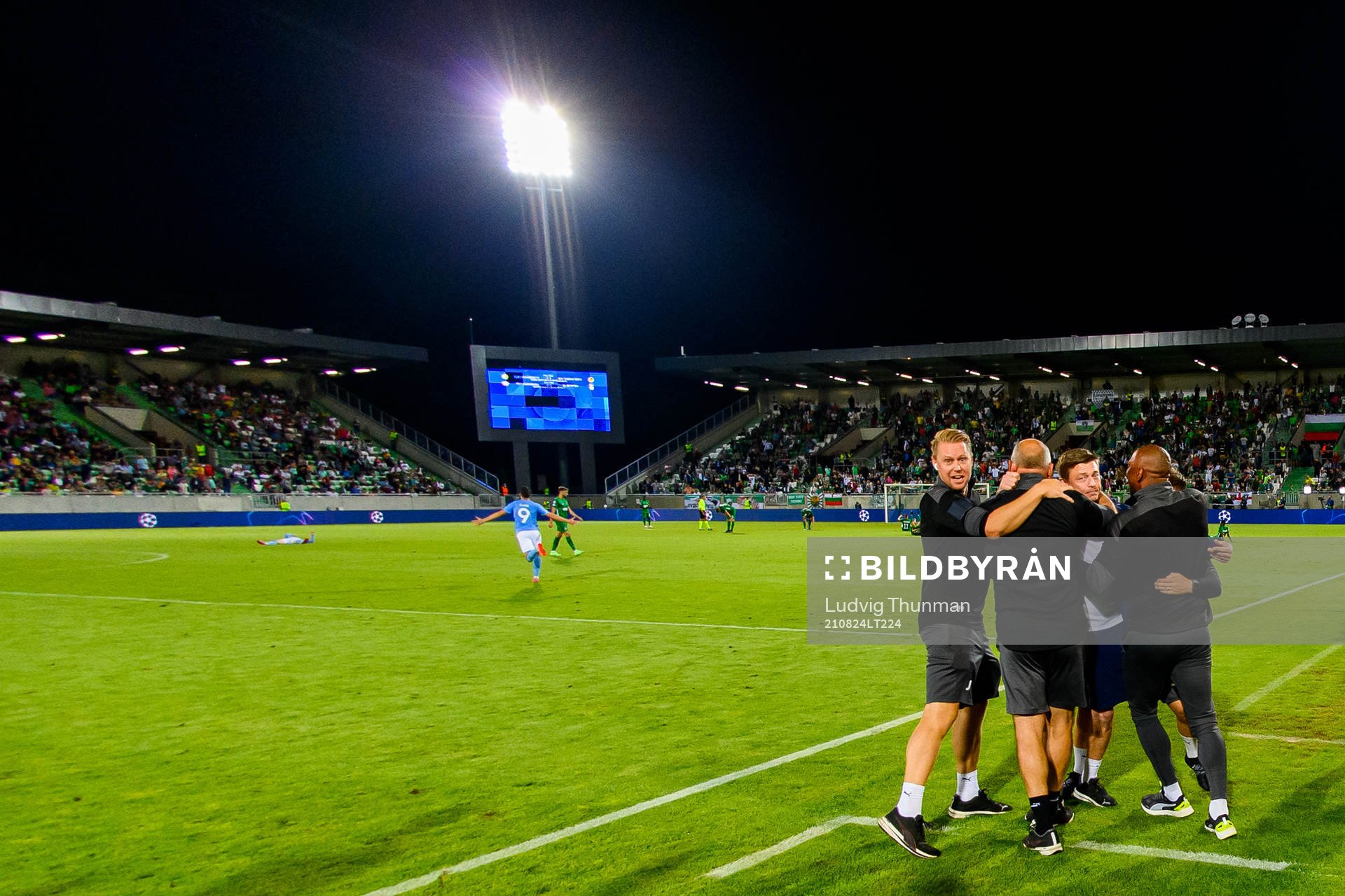 Coaching staff of Malmö FF celebrates