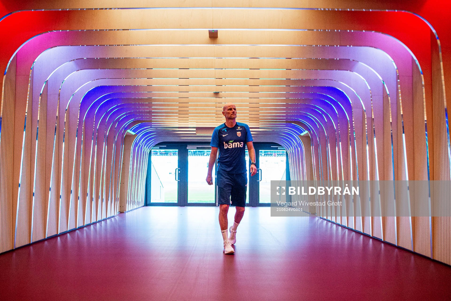 Ståle Solbakken, head coach of the Norwegian national football team, ahead of a press conference on August 24, 2021 in Oslo. 