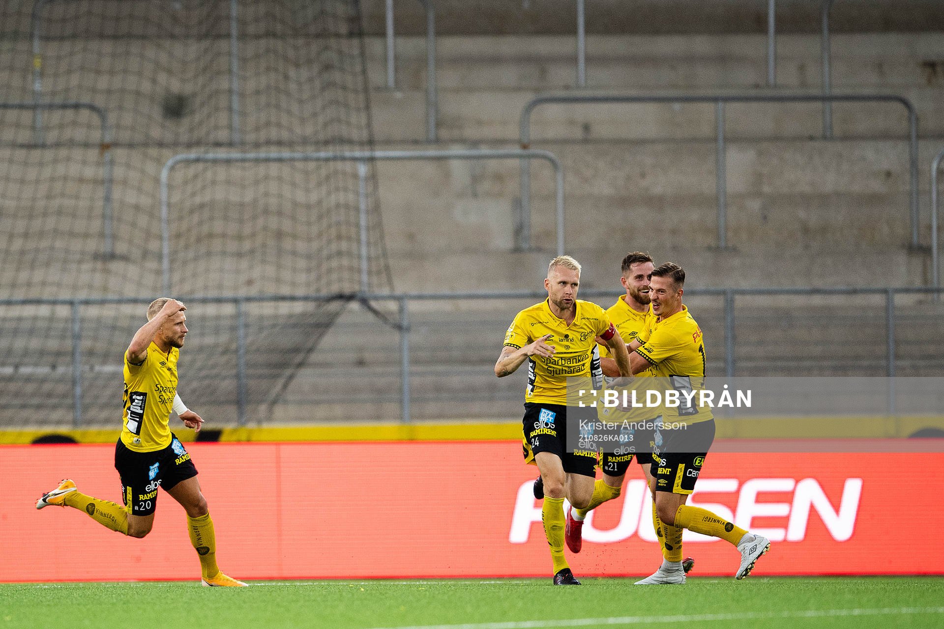 Johan Larsson of Elfsborg celebrates scoring 1-0 during the UEFA Conference League qualifying match between Elfsborg and Feyenoord on August 26, 2021 in Borås.