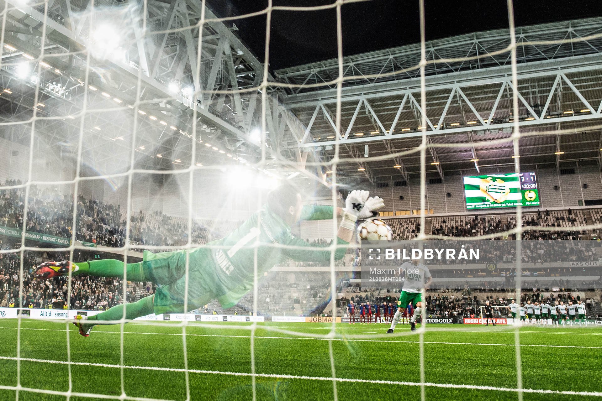 Goalkeeper Heinz Lindner of Basel saves a penalty from