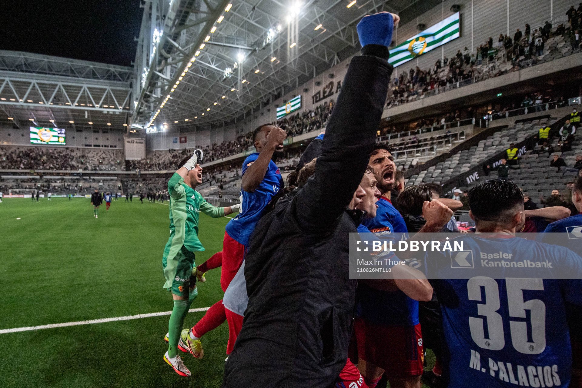 Goalkeeper Heinz Lindner of Basel celebrates