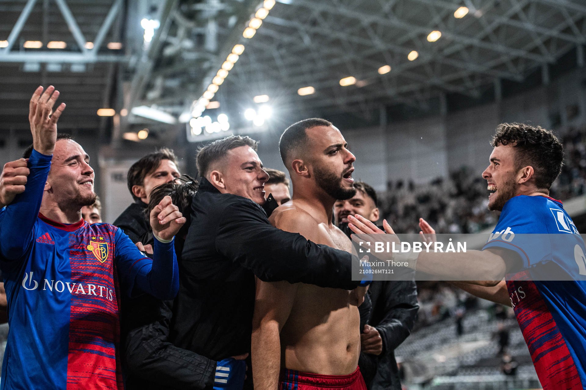 Arthur Mendonca Cabral of Basel celebrate with teammates