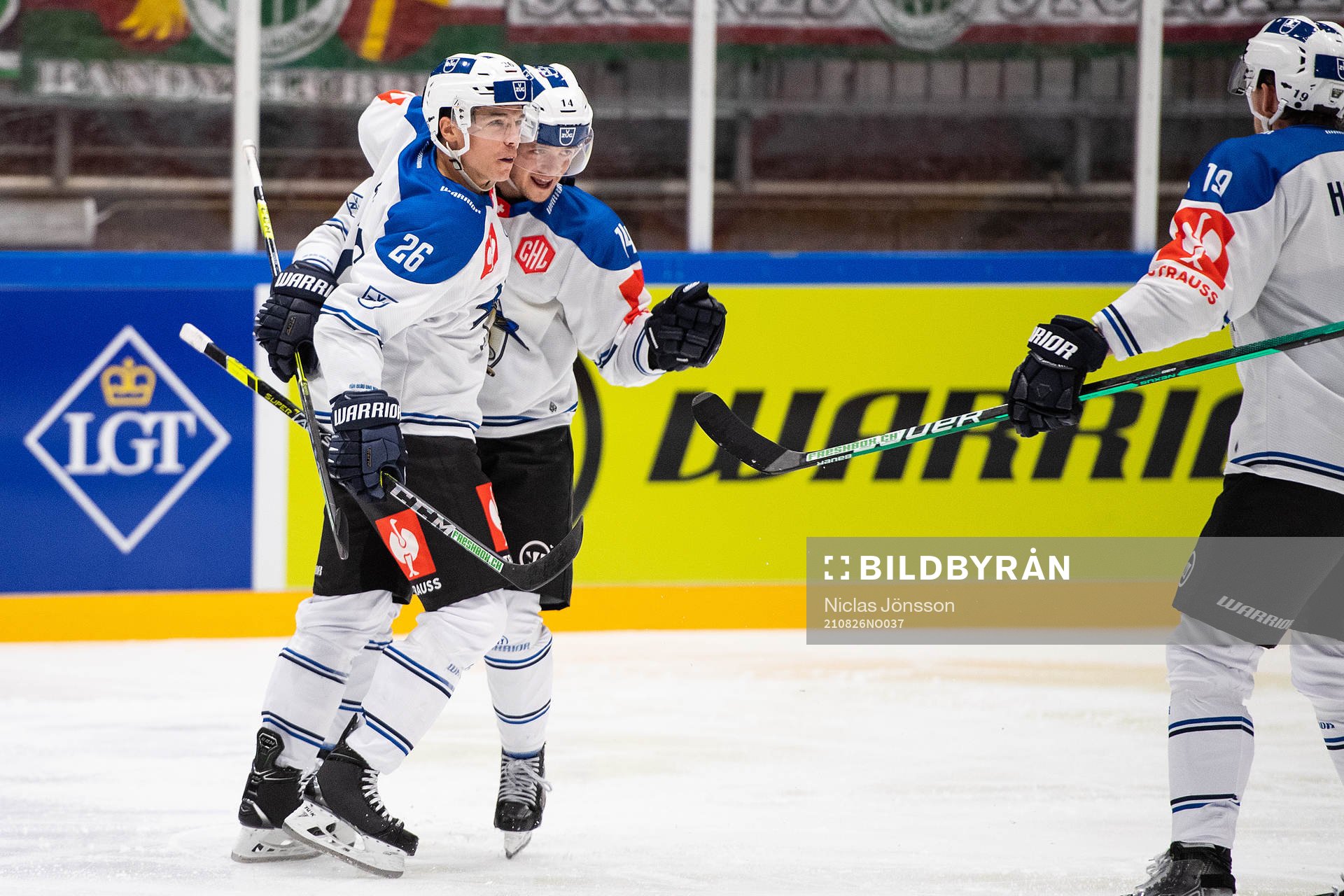 Reto Suri and Livio Stadler of Zug celebrate