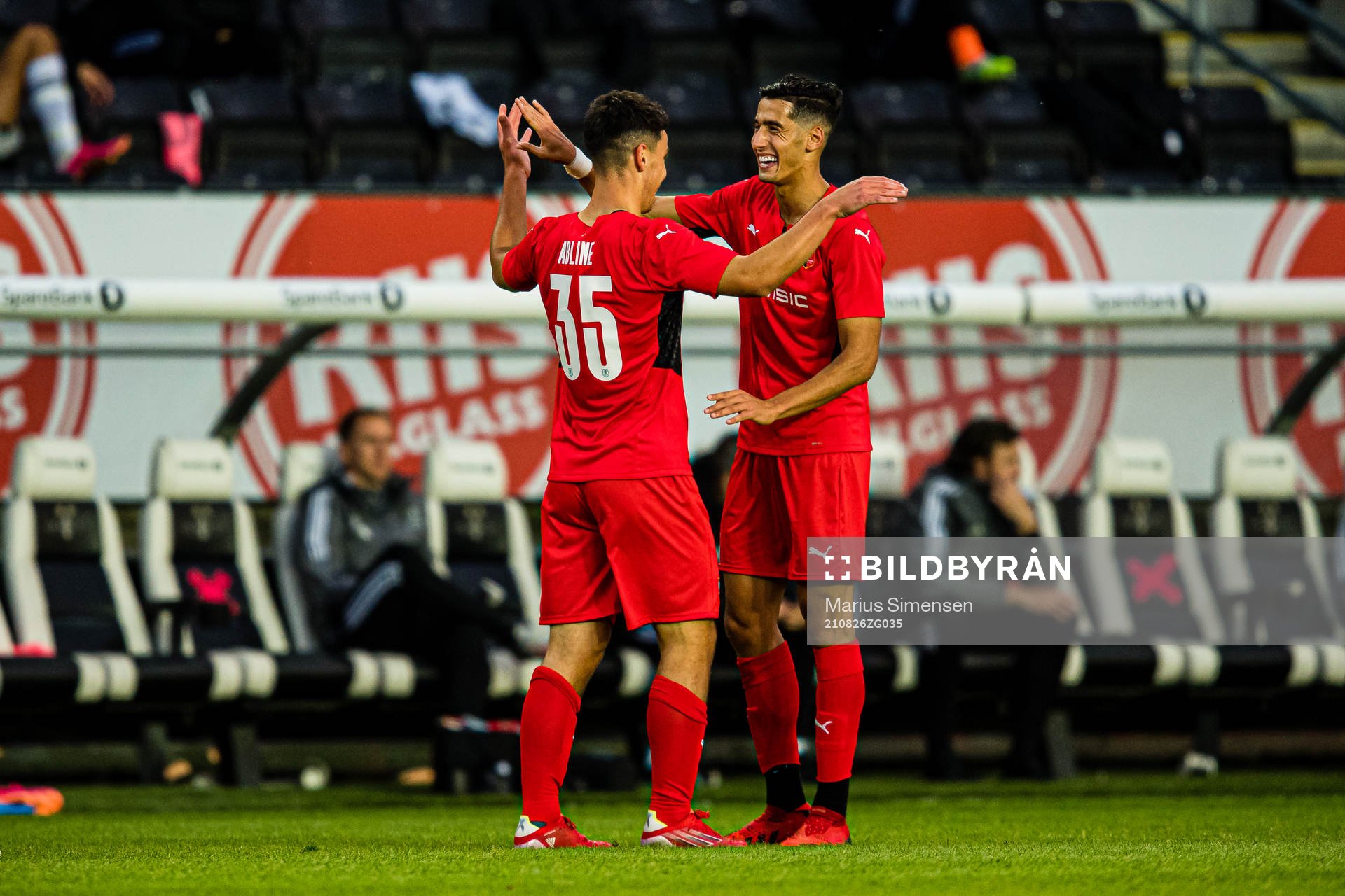 Matthis Abline of Rennes and Andre Hansen of Rosenborg