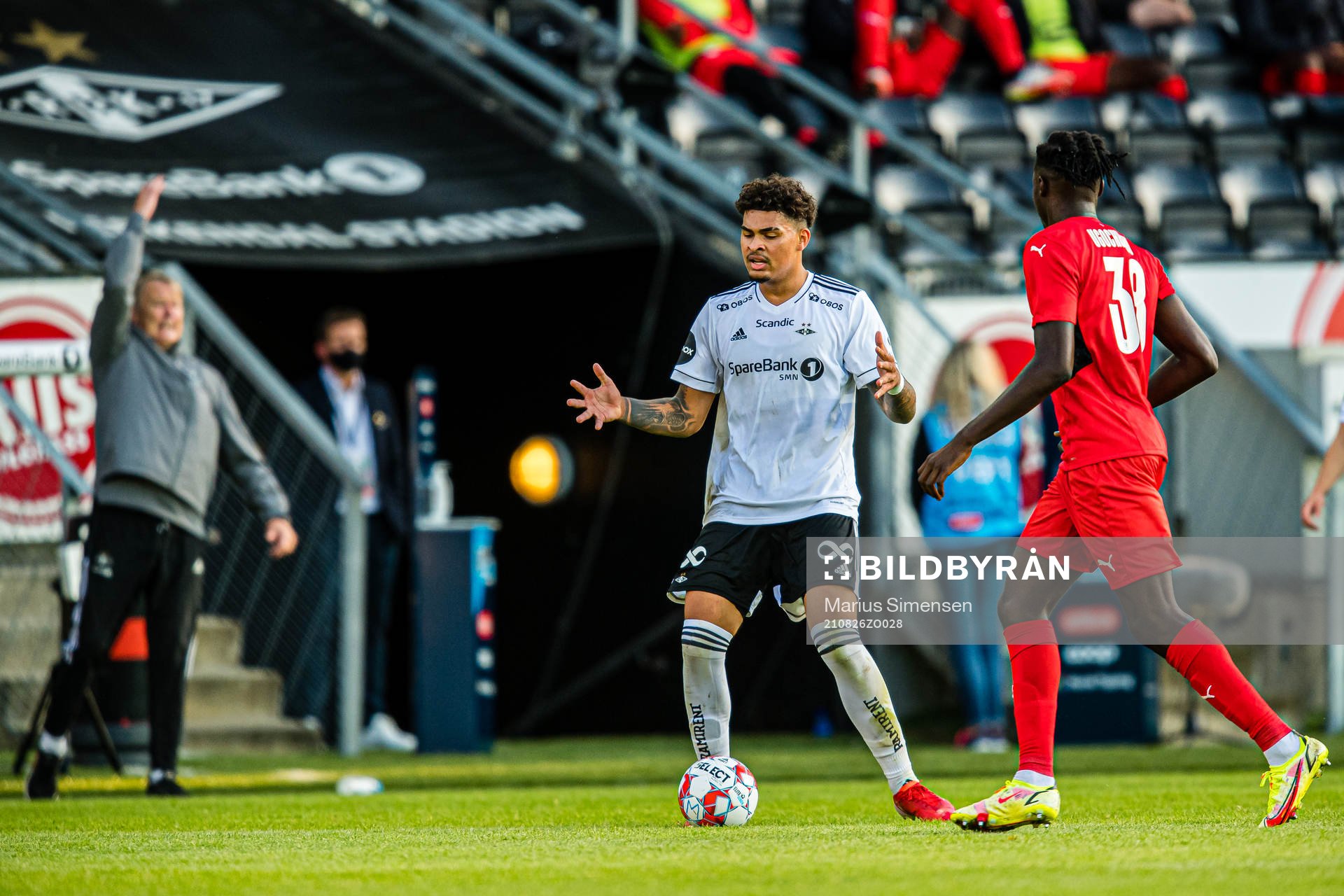 Noah Jean Holm of Rosenborg reacts