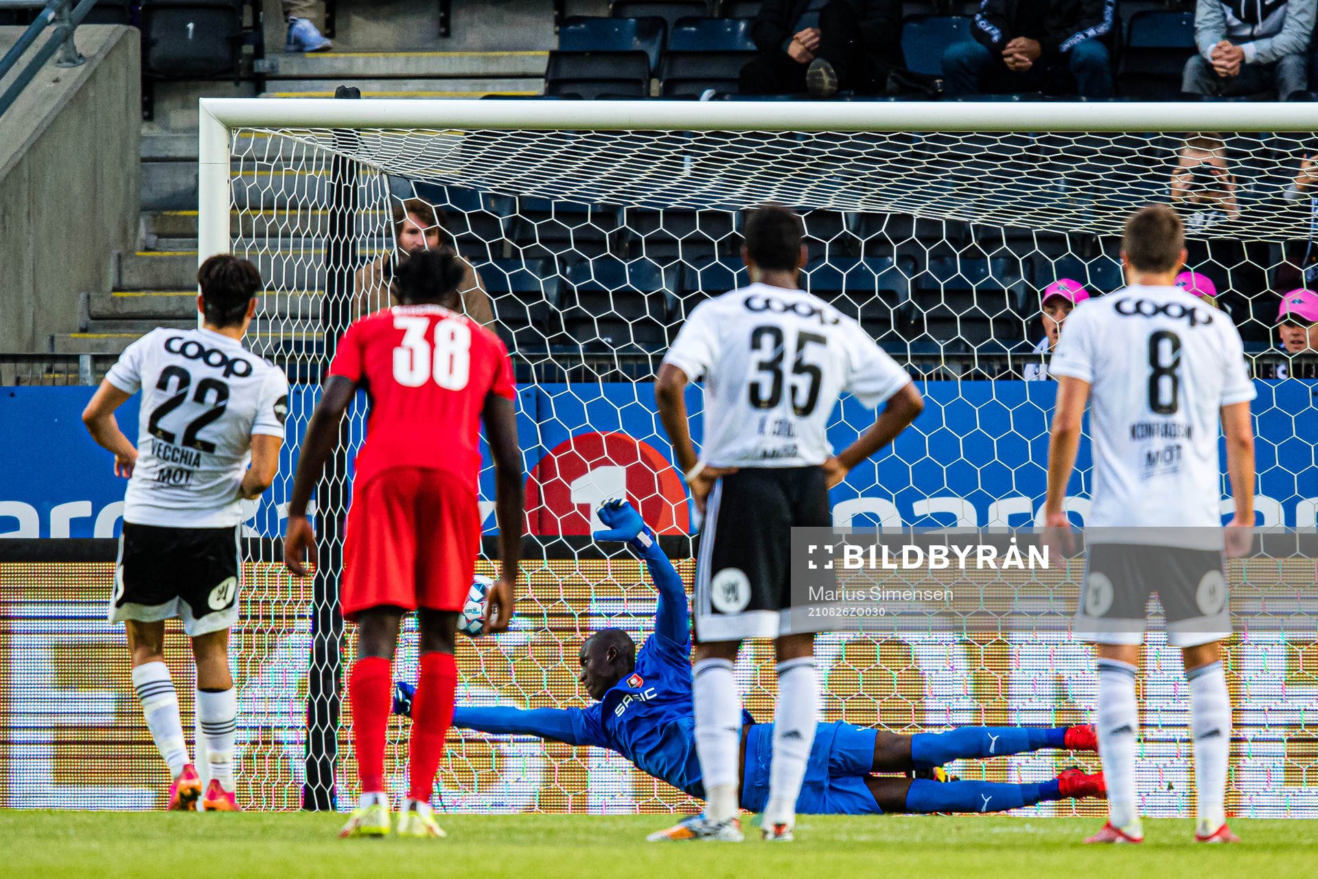 Stefano Vecchia of Rosenborg scores the 1-2 goal