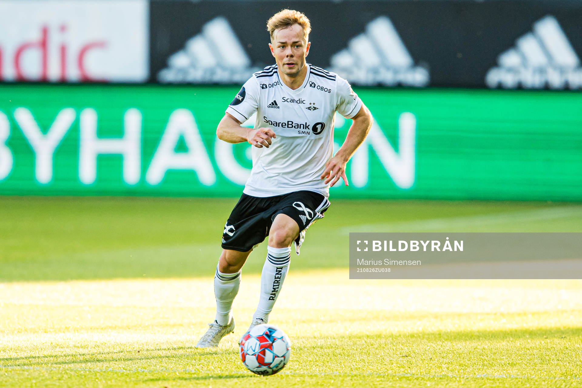 Carl Adam Andersson of Rosenborg during the UEFA Europa Conference League match between Rosenborg and Rennes on August 26, 2021 in Trondheim.