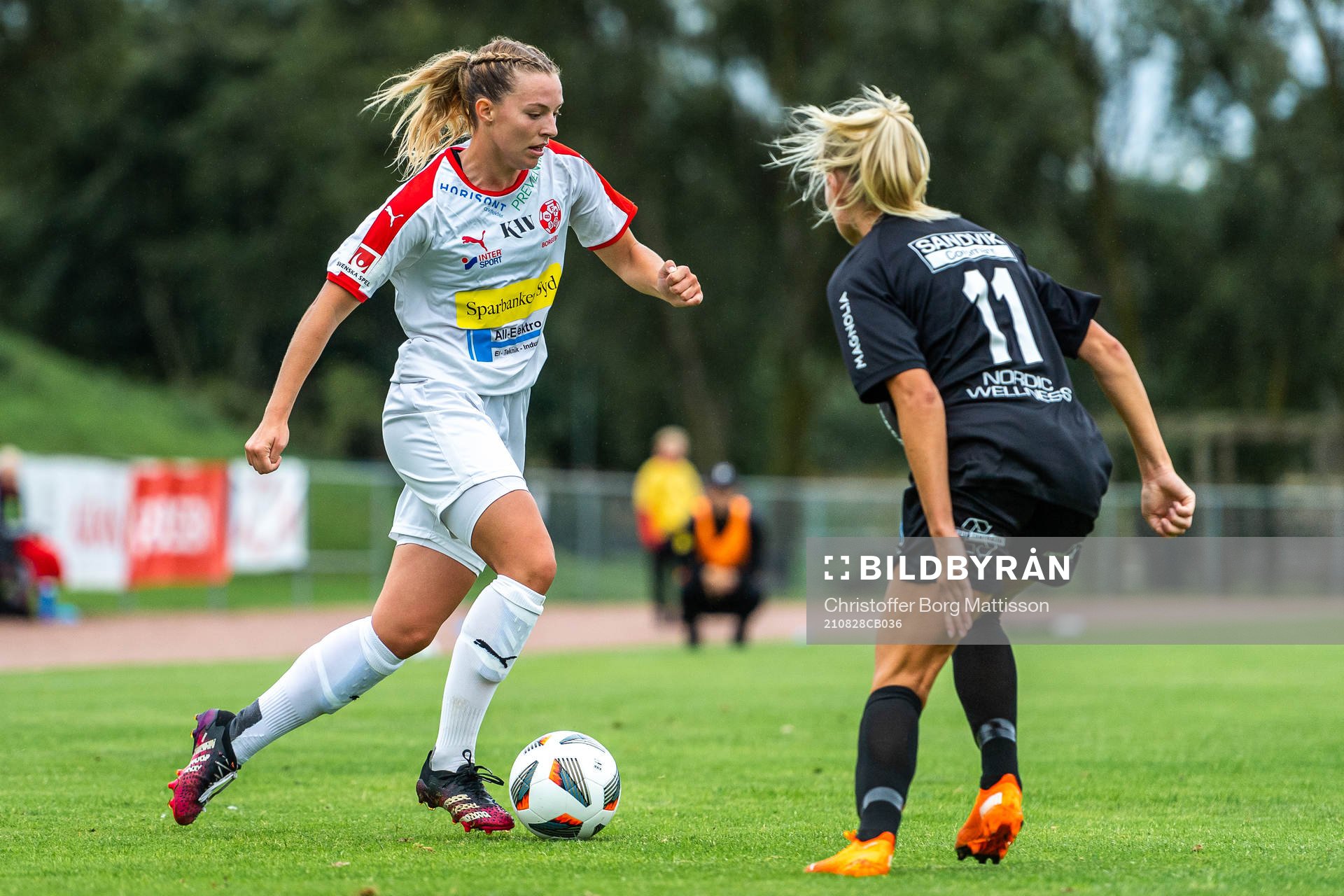 Borgebys Amanda Olsson under fotbollsmatchen i Elitettan mellan Borgeby och Uppsala den 28 augusti 2021 i Borgeby. 