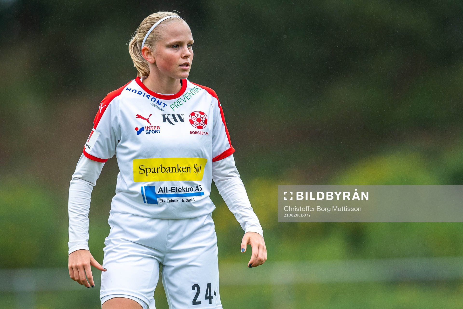 Borgebys Agnes Eklöf under fotbollsmatchen i Elitettan mellan Borgeby och Uppsala den 28 augusti 2021 i Borgeby. 
