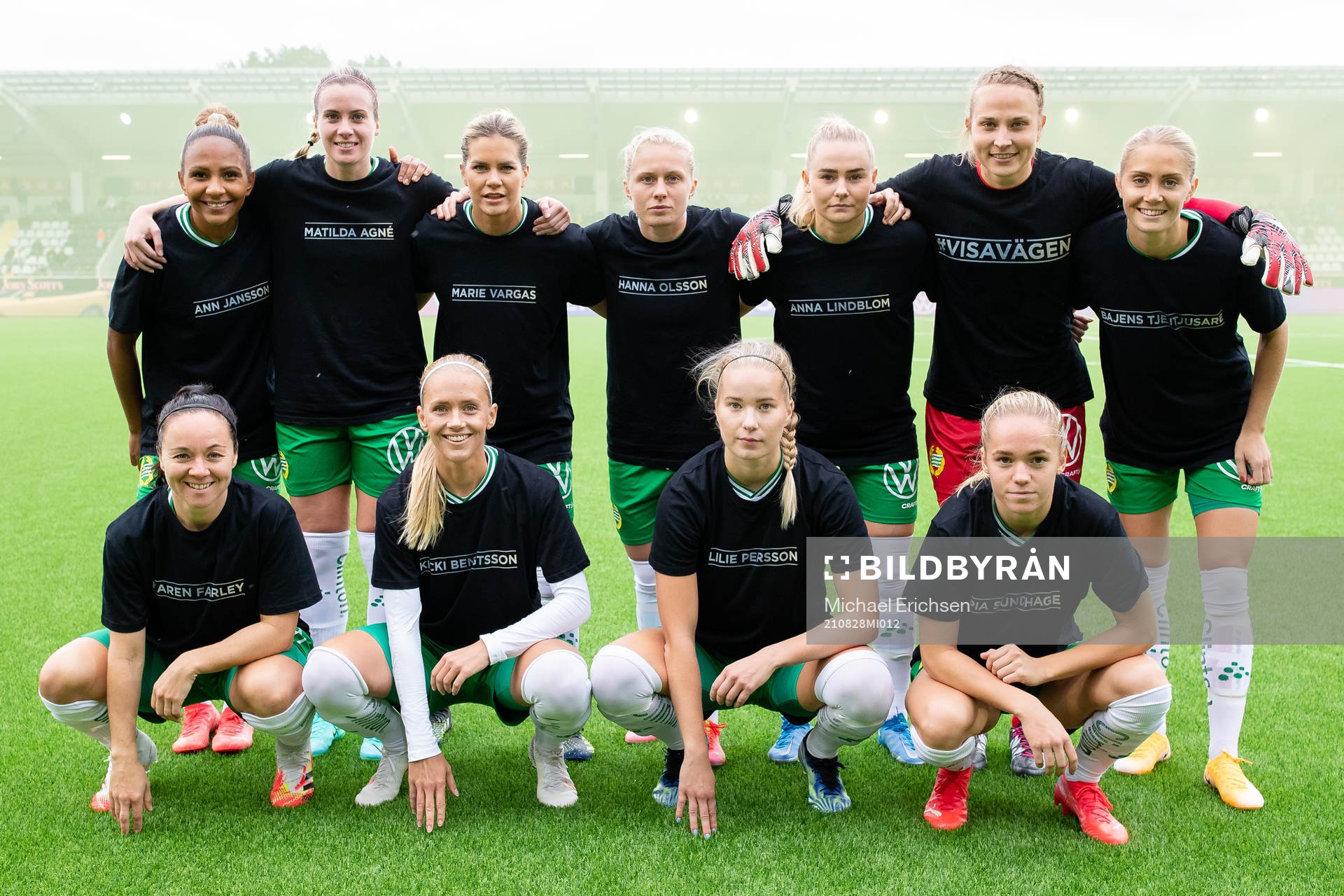 Hammarbys startelva innan fotbollsmatchen i Damallsvenskan