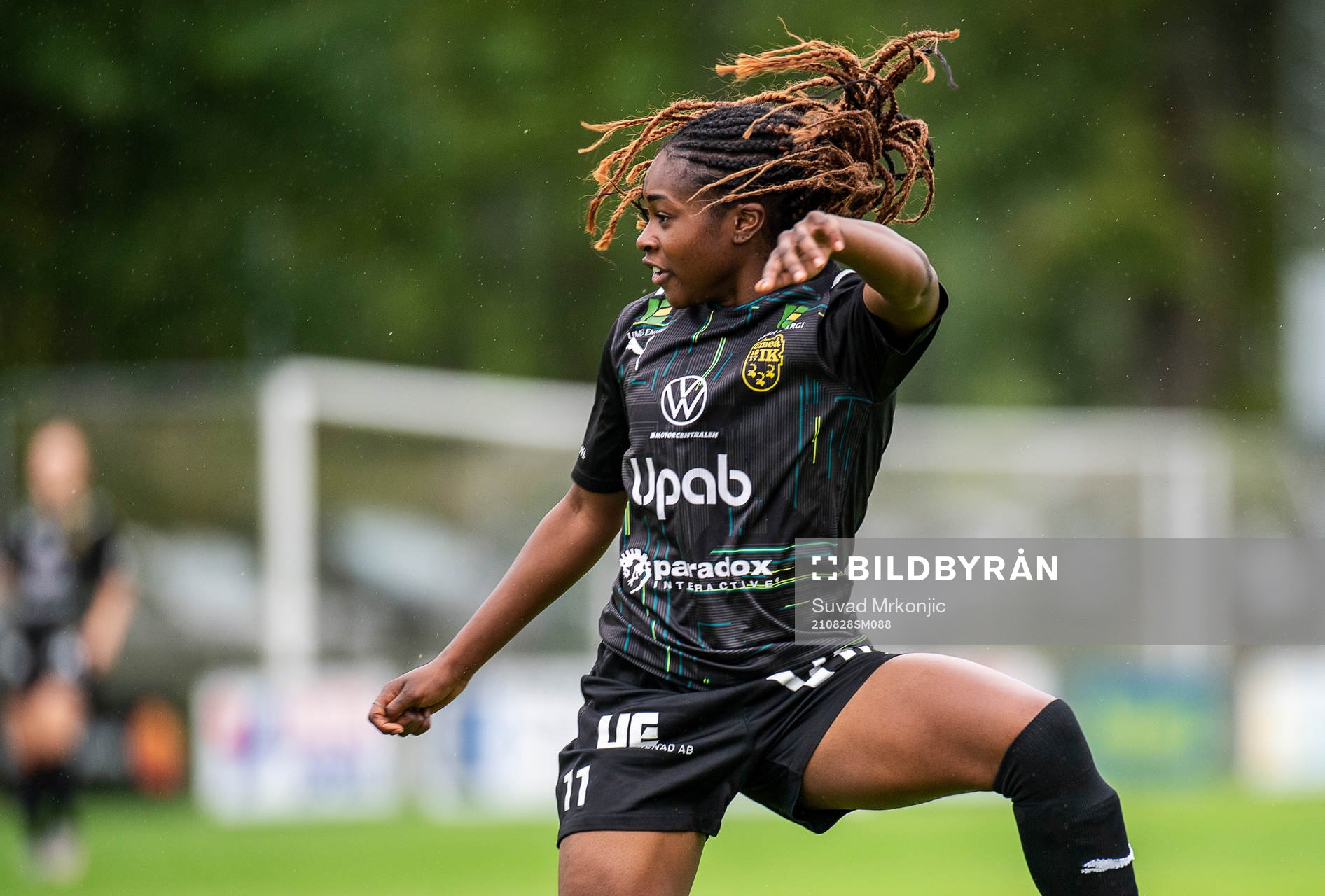 Umeås Monic Jusu Bah under fotbollsmatchen i Elitettan mellan Kalmar och Umeå den 28 augusti 2021 i Kalmar. 