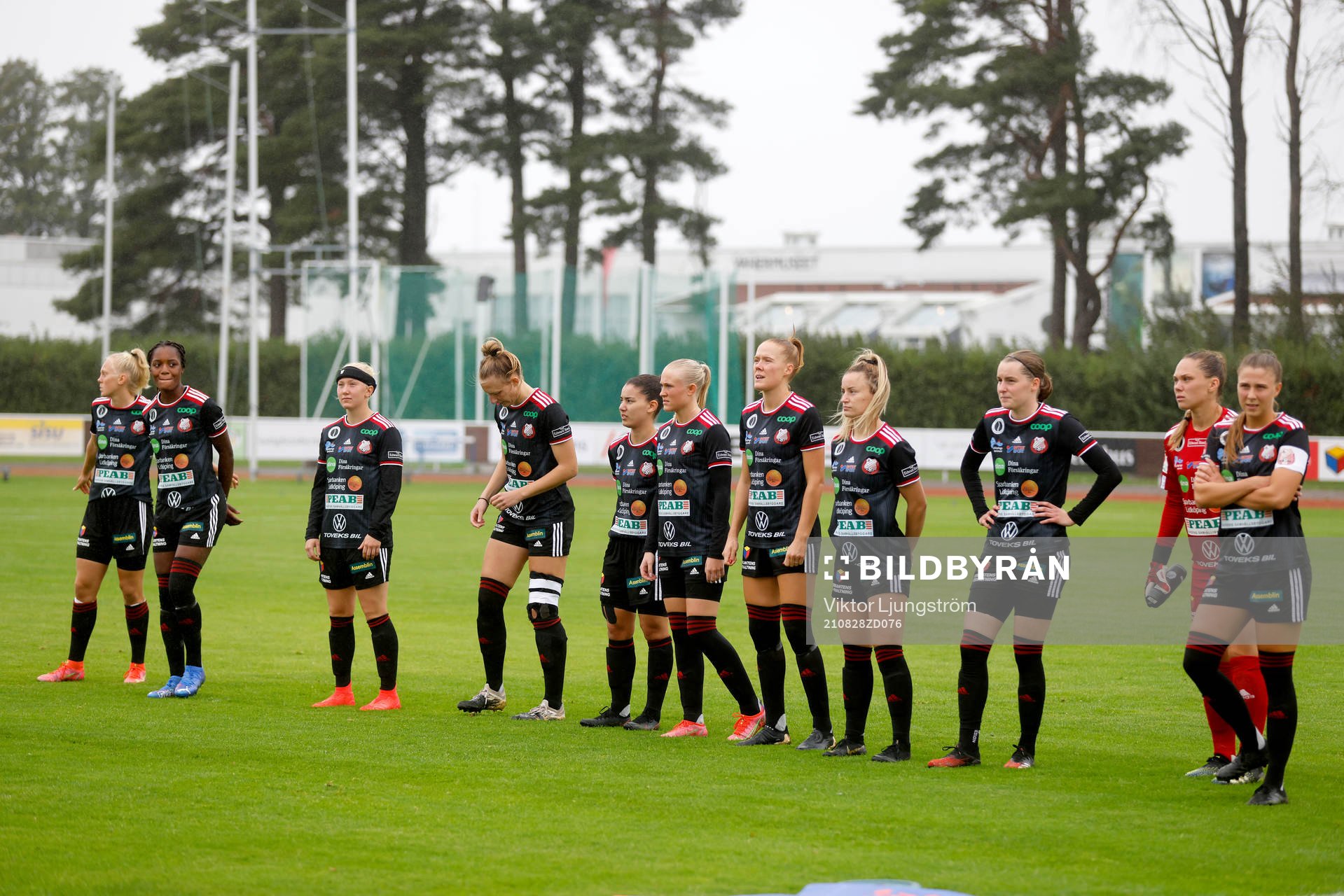 Lidköpings spelare inför fotbollsmatchen i Elitettan mellan Lidköping och Sundsvall den 28 augusti 2021 i Lidköping. 