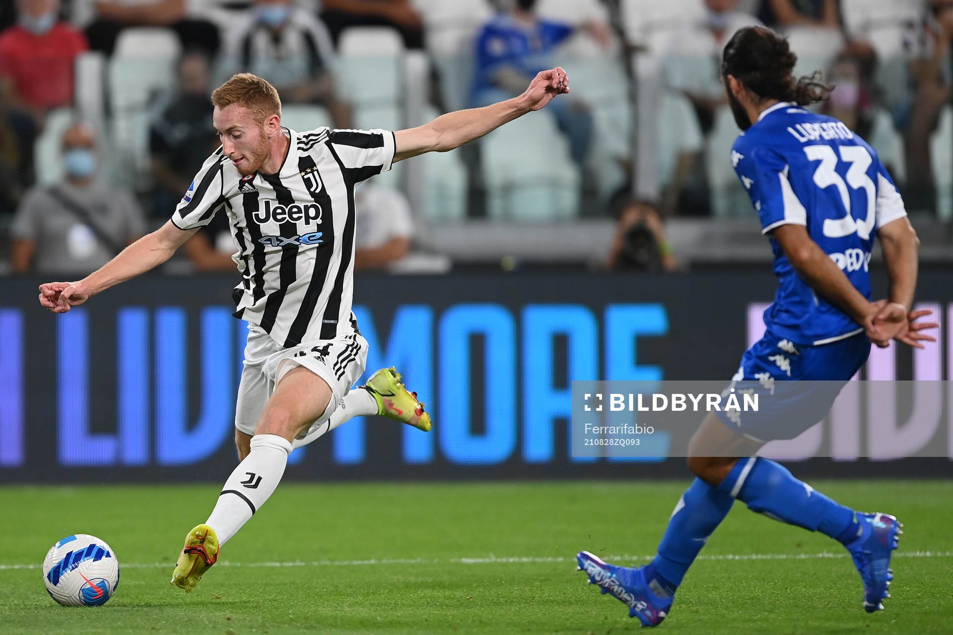 Dejan Kulusevski of Juventus during the Serie A football match between Juventus and Empoli on August 28, 2021 in Torino. 