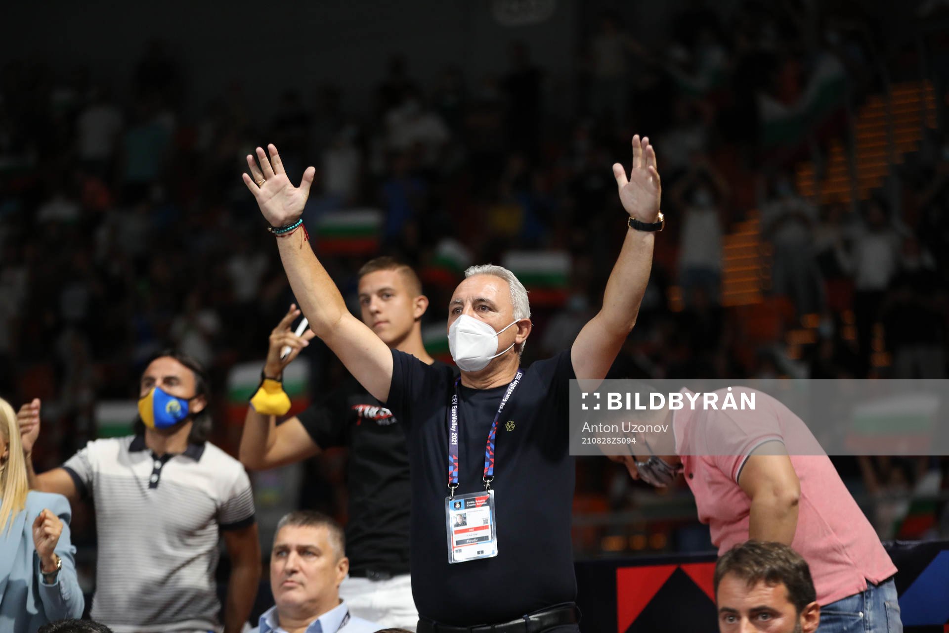Former football player Hristo Stoichkov in the stands