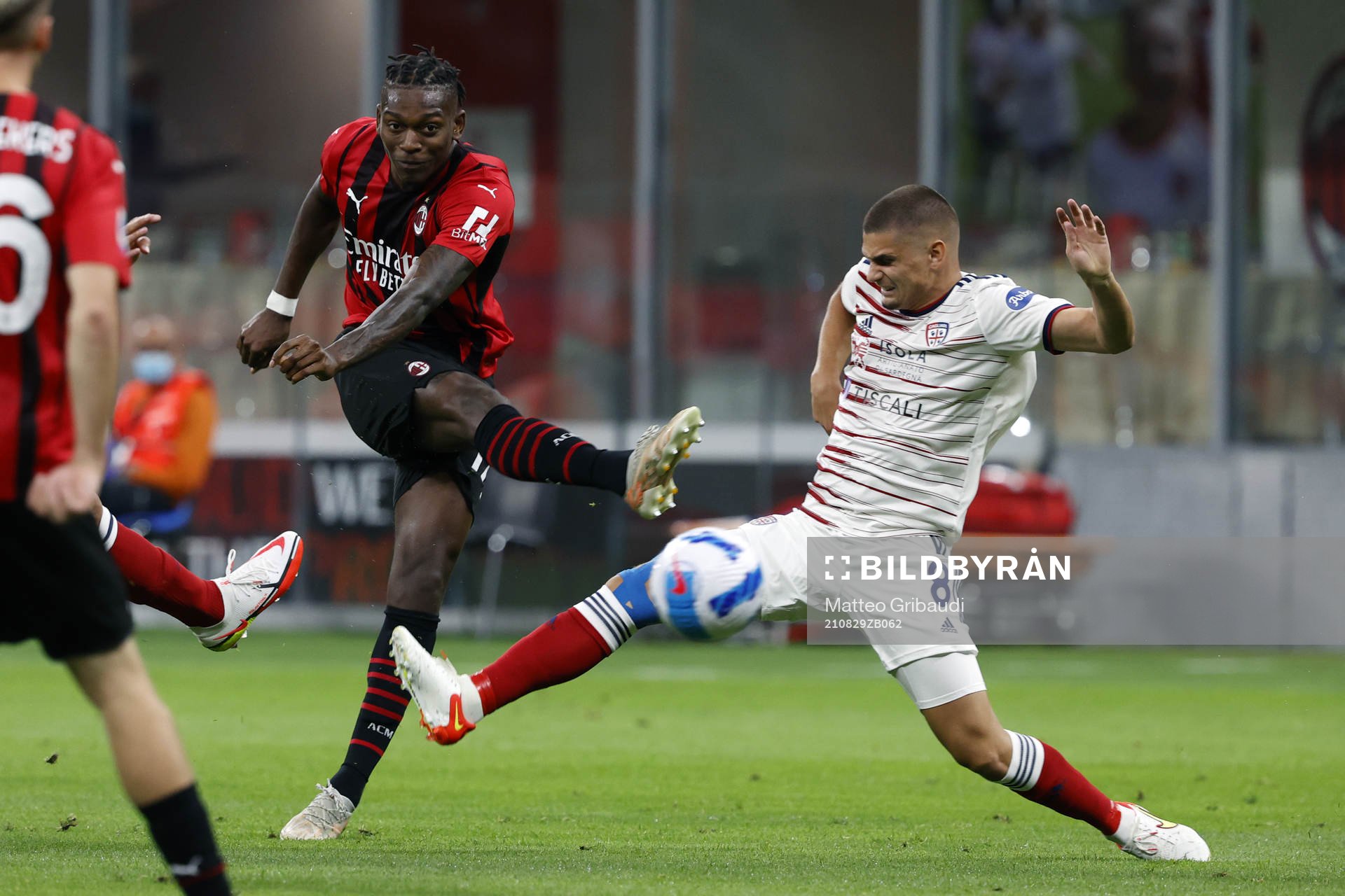 Rafael Leao-Razvan of Milan and Gabriel Marin of Cagliari