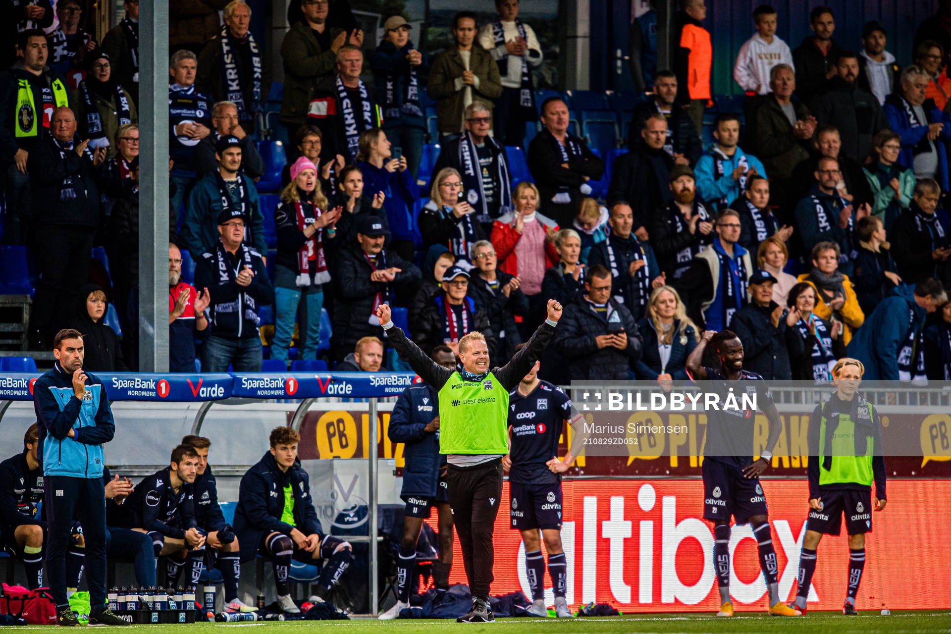 Christian Michelsen, head coach of Kristiansund, celebrates