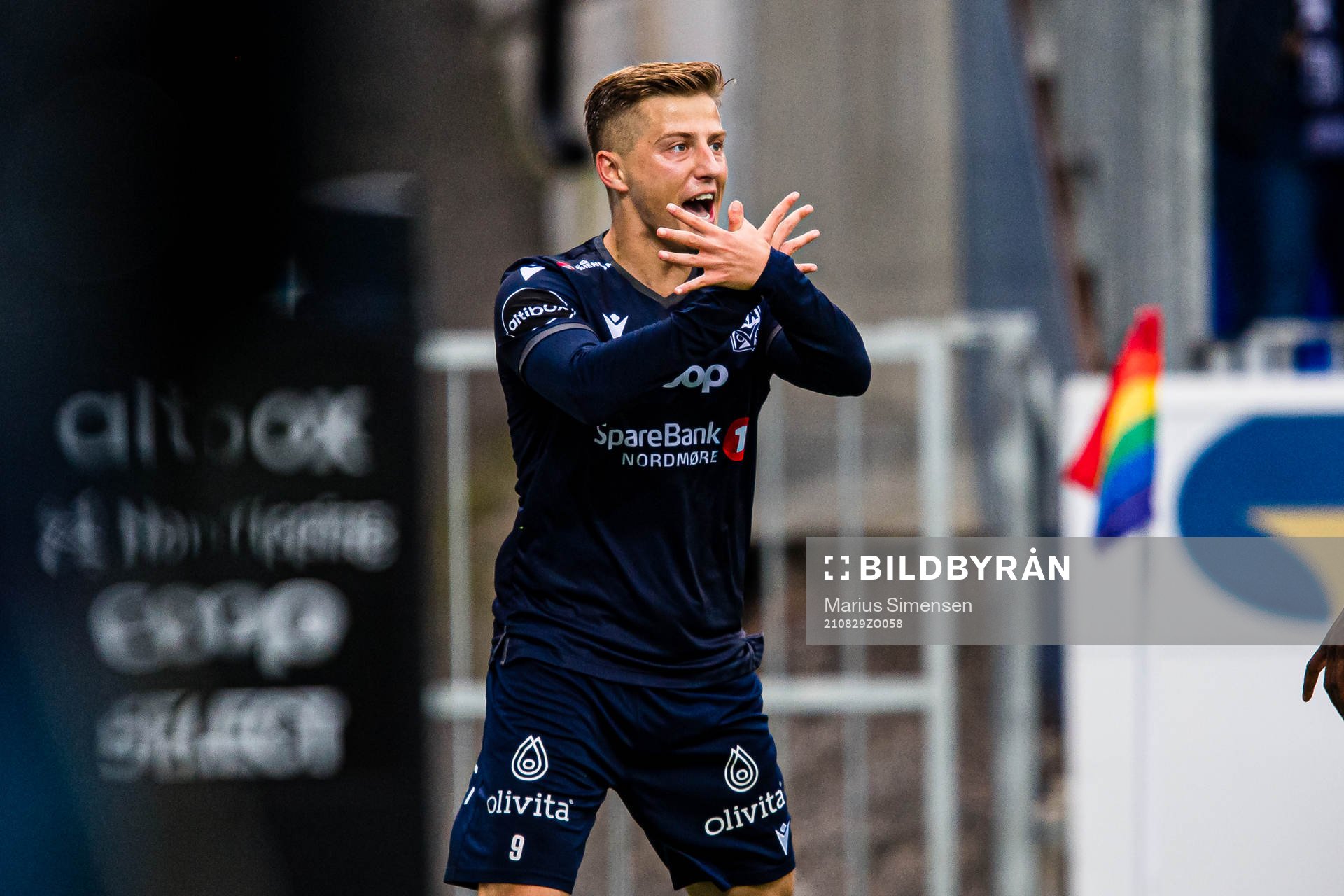 Agon Mucolli of Kristiansund celebrates