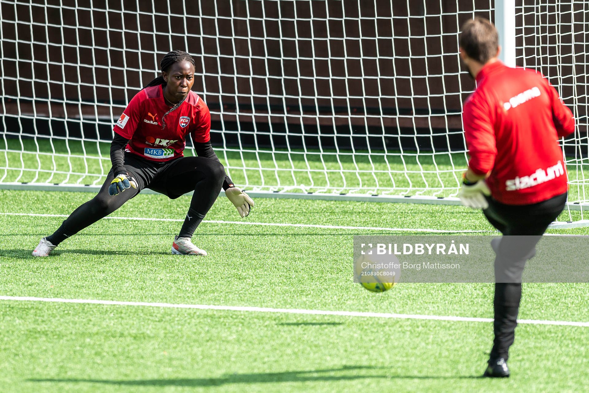 Goalkeeper Angel Mukasa during a training session with FC Rosengård ahead of the UEFA Champions League qualifying on August 30, 2021 in Malmö.