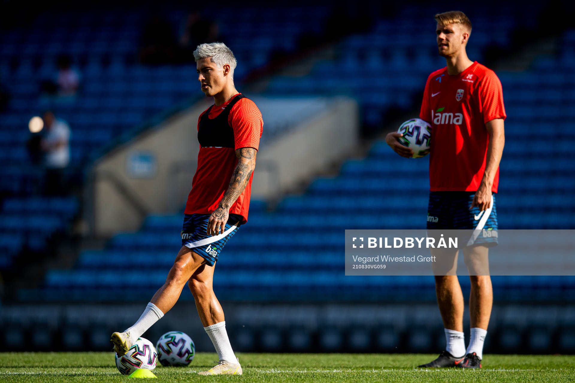 Mathias Normann and Kristoffer Ajer of the Norwegian
