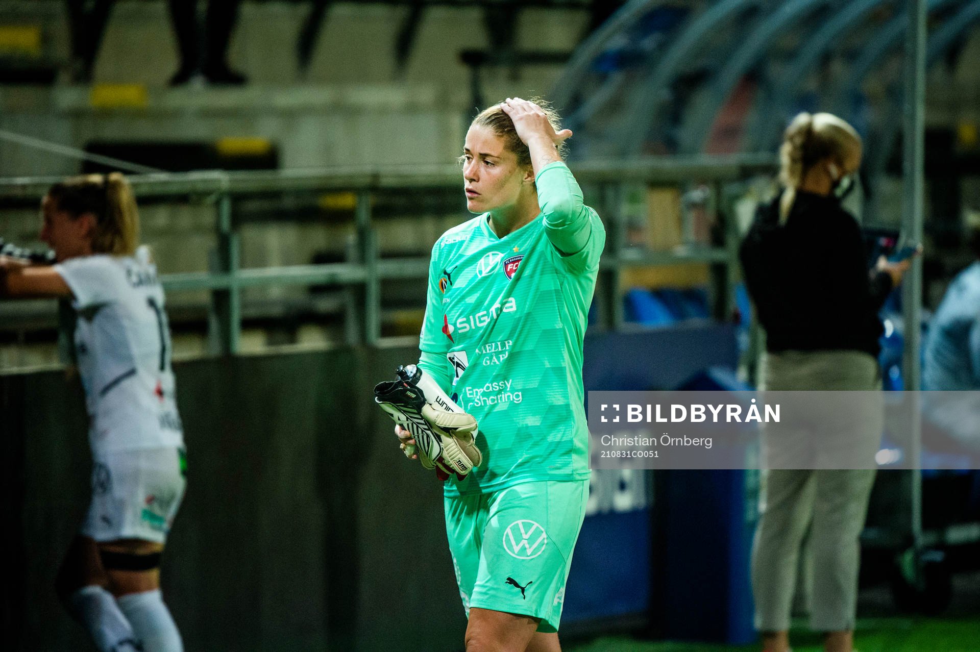 Goalkeeper Teagan Micah of Rosengård looks dejected