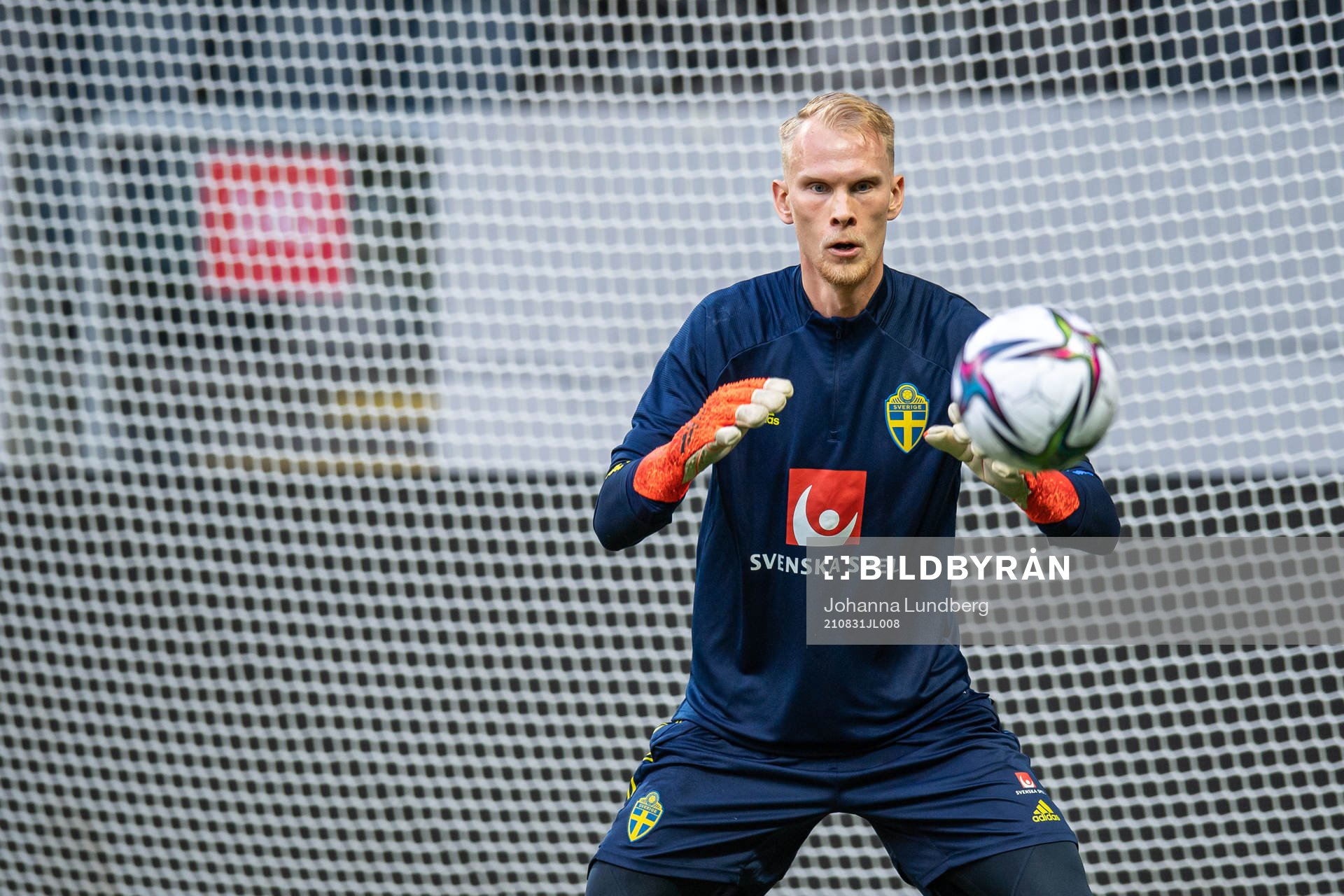 Goalkeeper Pontus Dahlberg of the Swedish national team