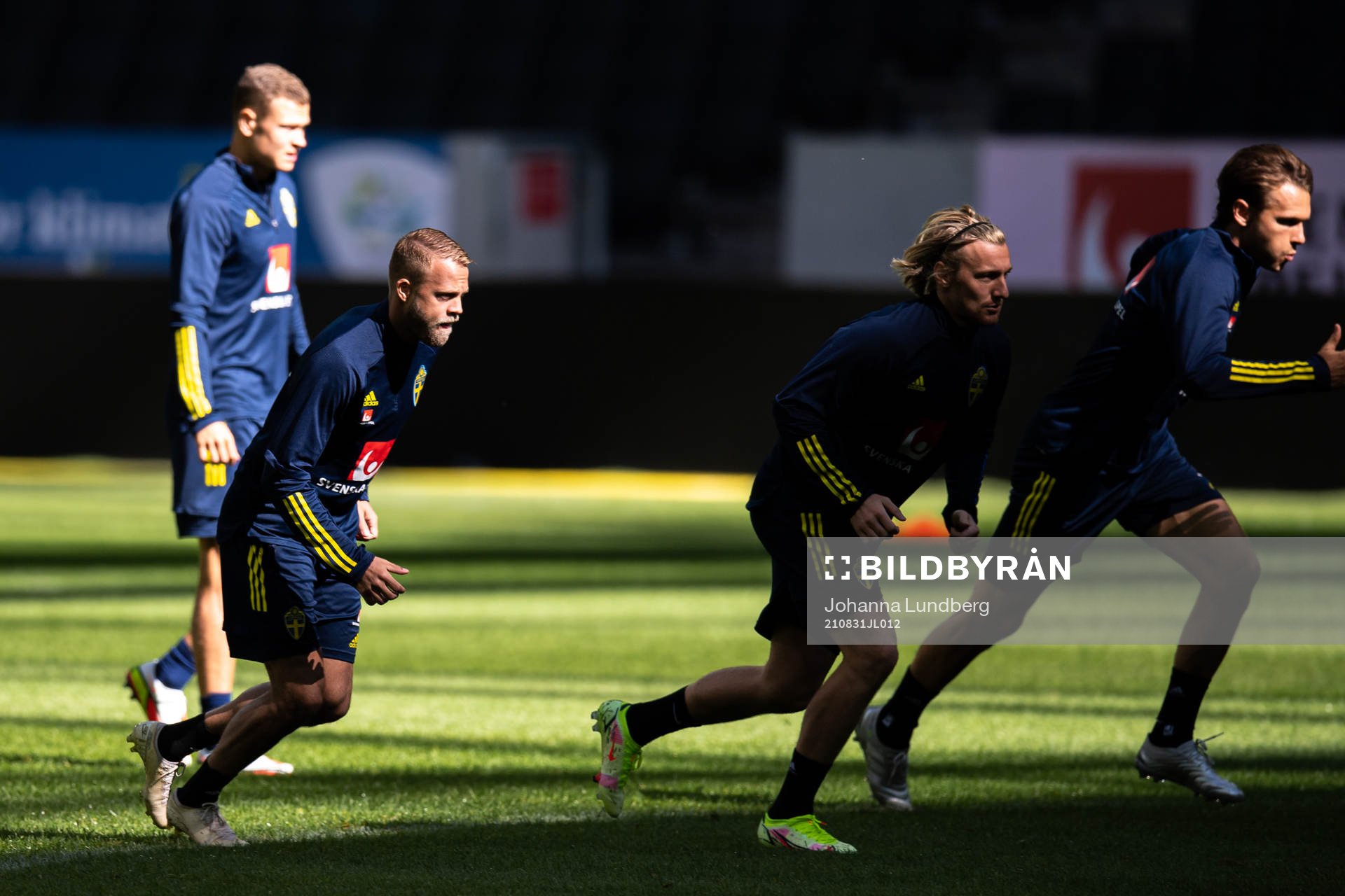 Daniel Sundgren, Emil Forsberg and Albin Ekdal of the