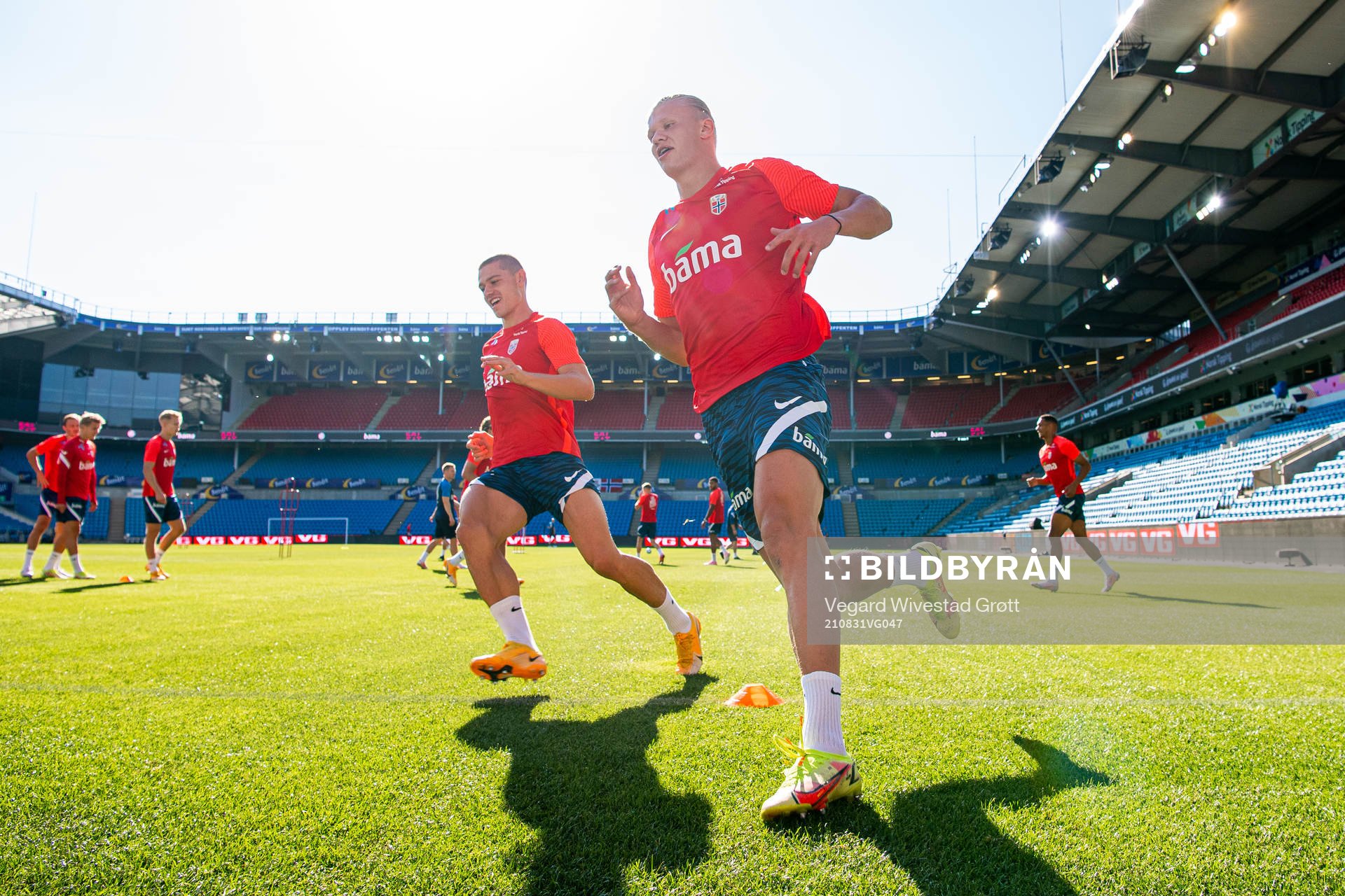 Julian Ryerson and Erling Braut Haaland of the Norwegian