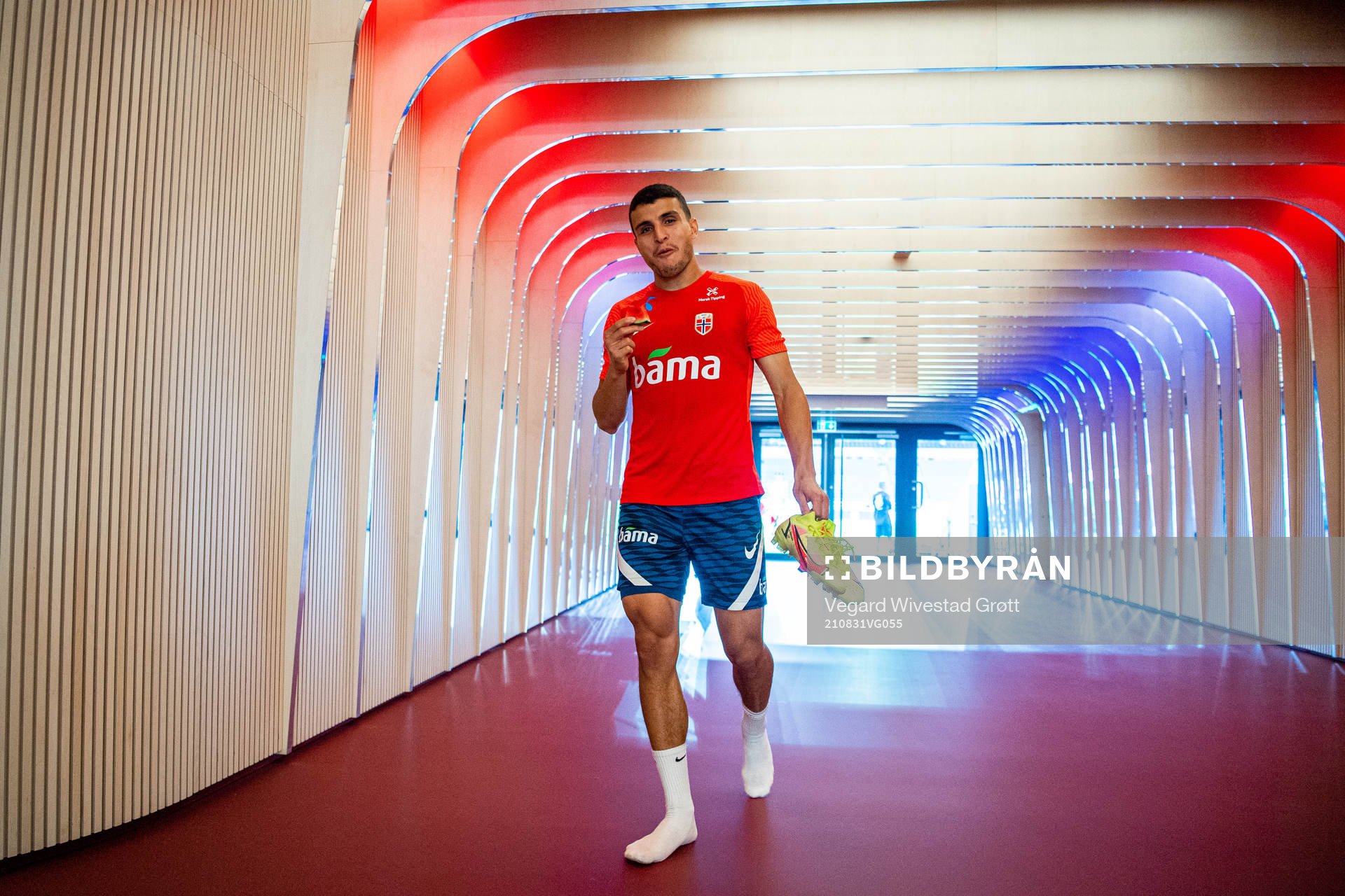 Mohamed Elyounoussi of the Norwegian national football team after a training session on August 31, 2021 in Oslo. 