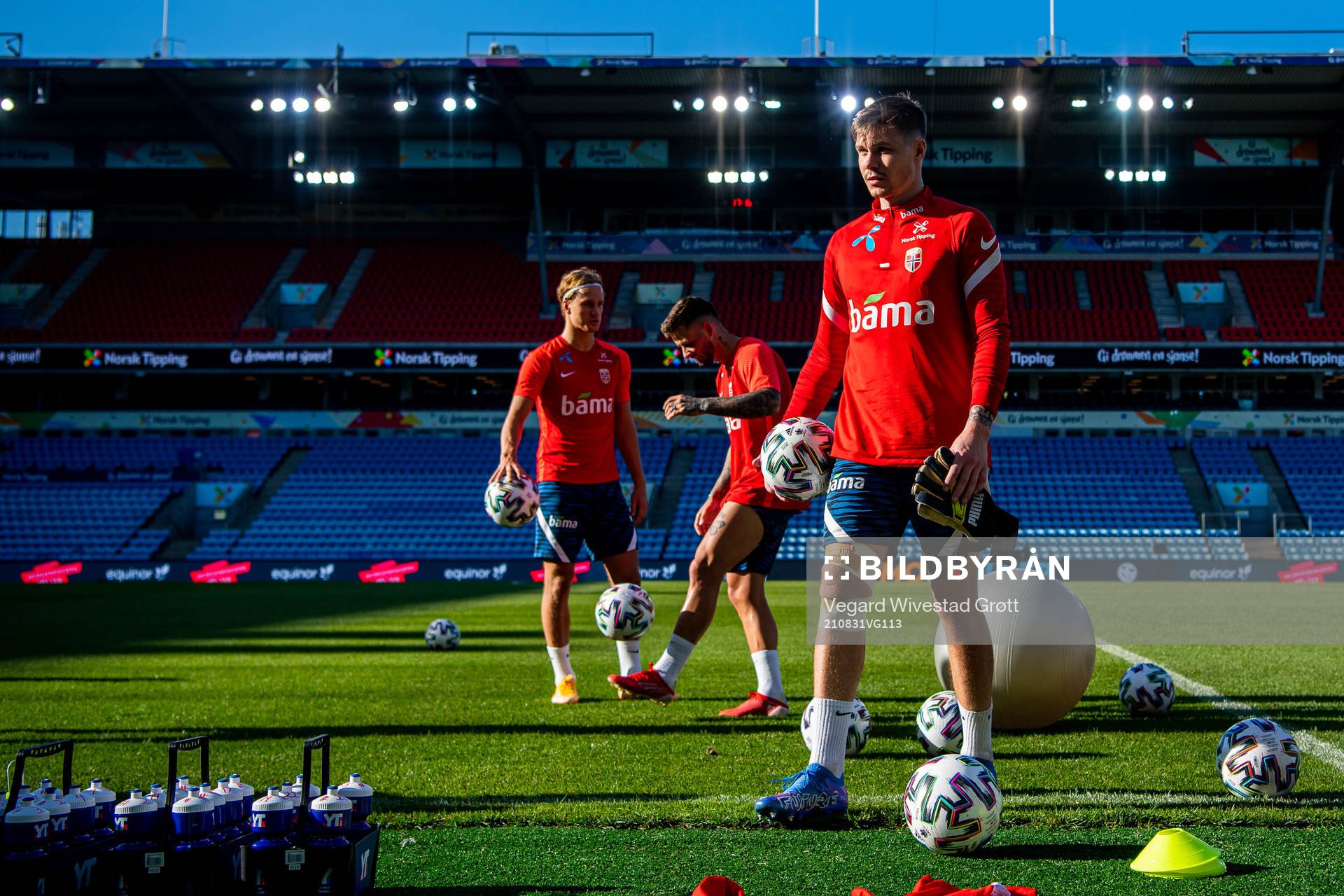 Goalkeeper Per Kristian Bråtveit of the Norwegian national football team during a training session on August 31, 2021 in Oslo.
