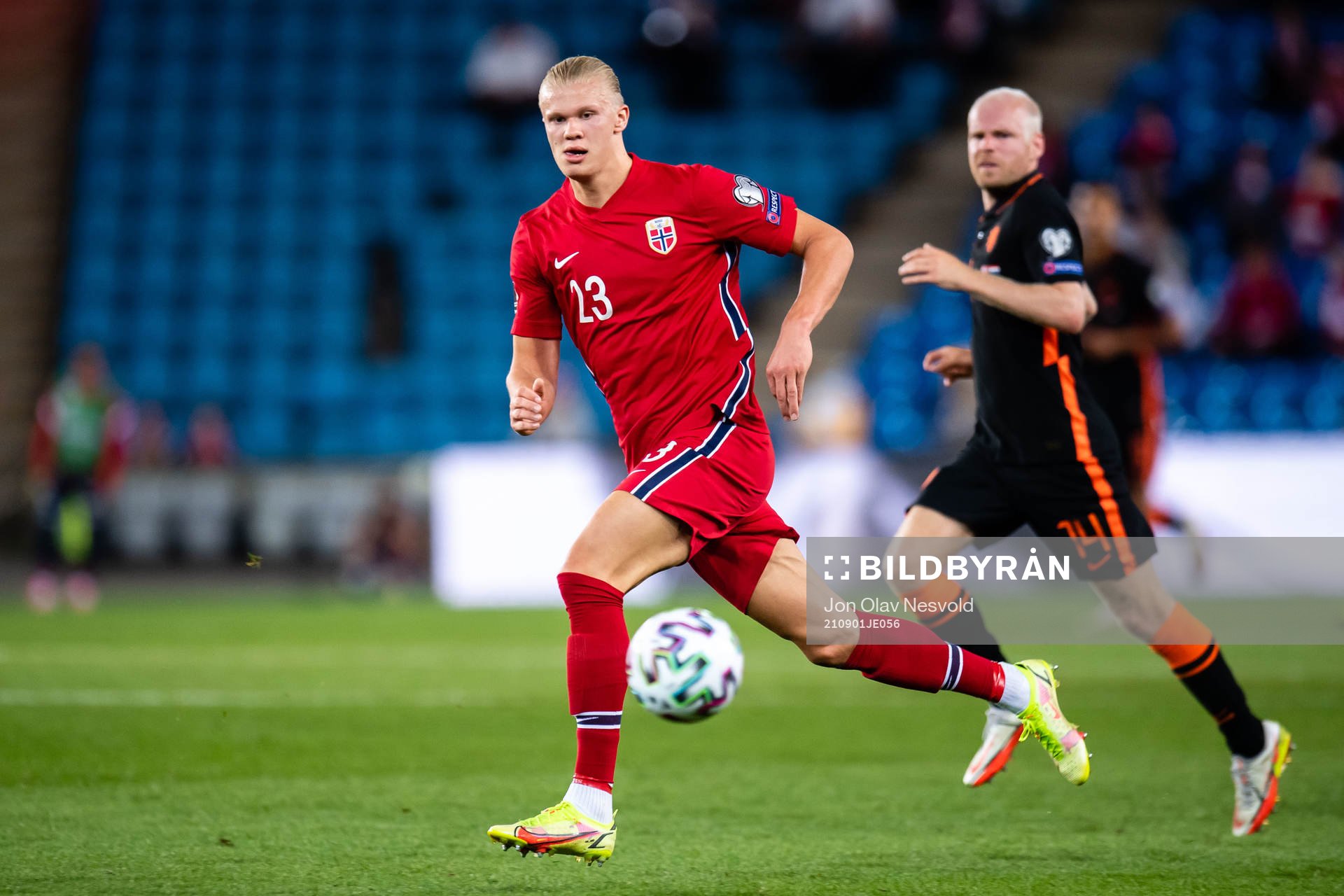 Erling Braut Haaland of Norway and Davy Klaassen of