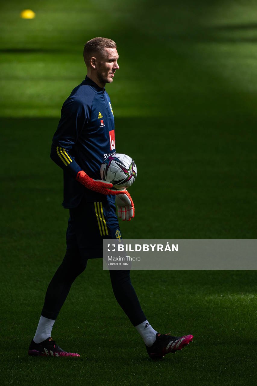 Goalkeeper Robin Olsen of the Swedish national team