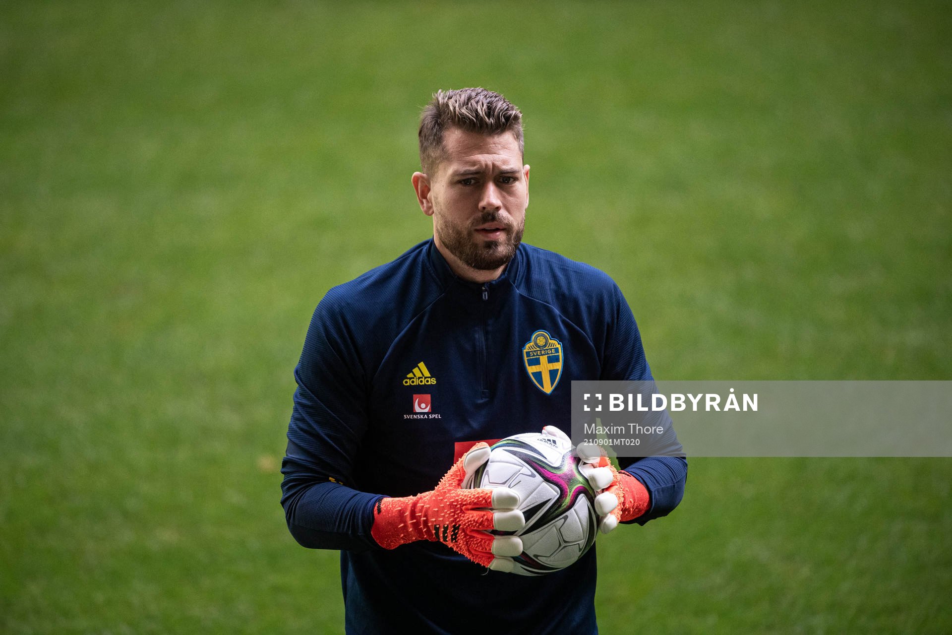 Goalkeeper Kristoffer Nordfeldt of the Swedish national team