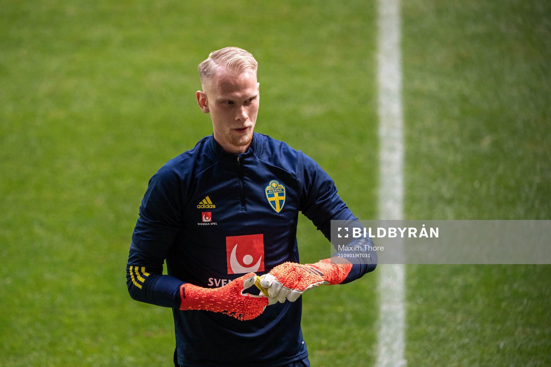 Goalkeeper Pontus Dahlberg of the Swedish national team