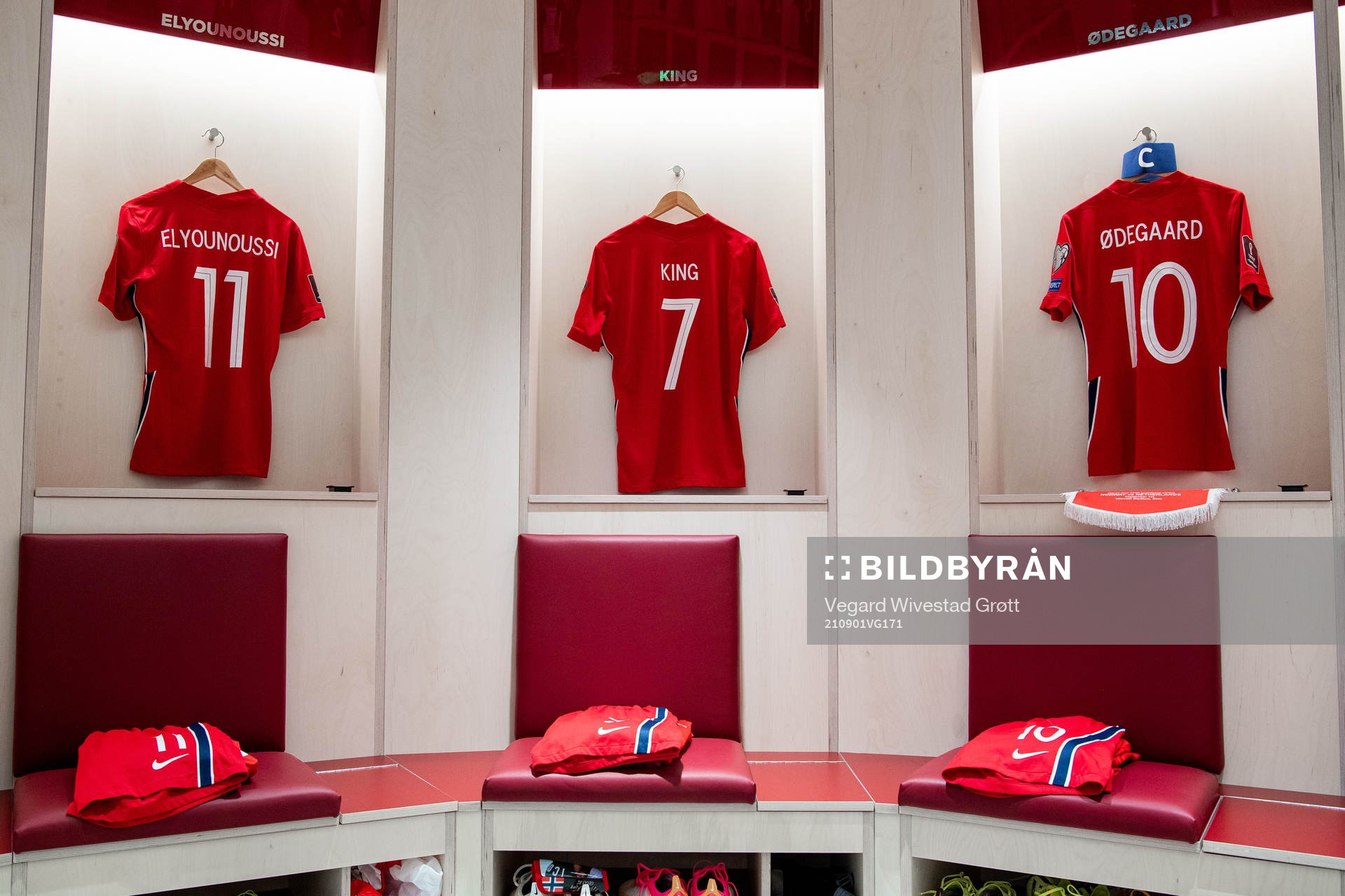 The kits of Mohamed Elyounoussi, Joshua King and Martin