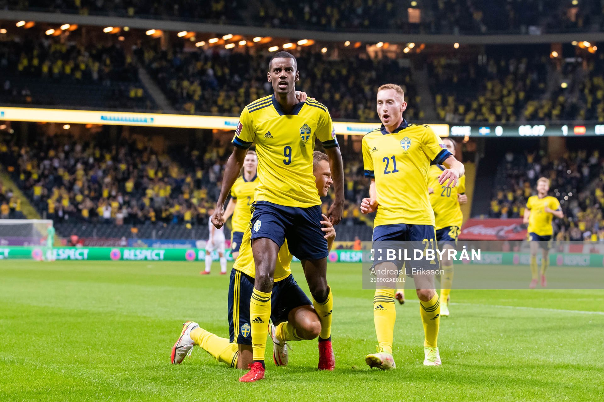 Alexander Isak of Sweden celebrates