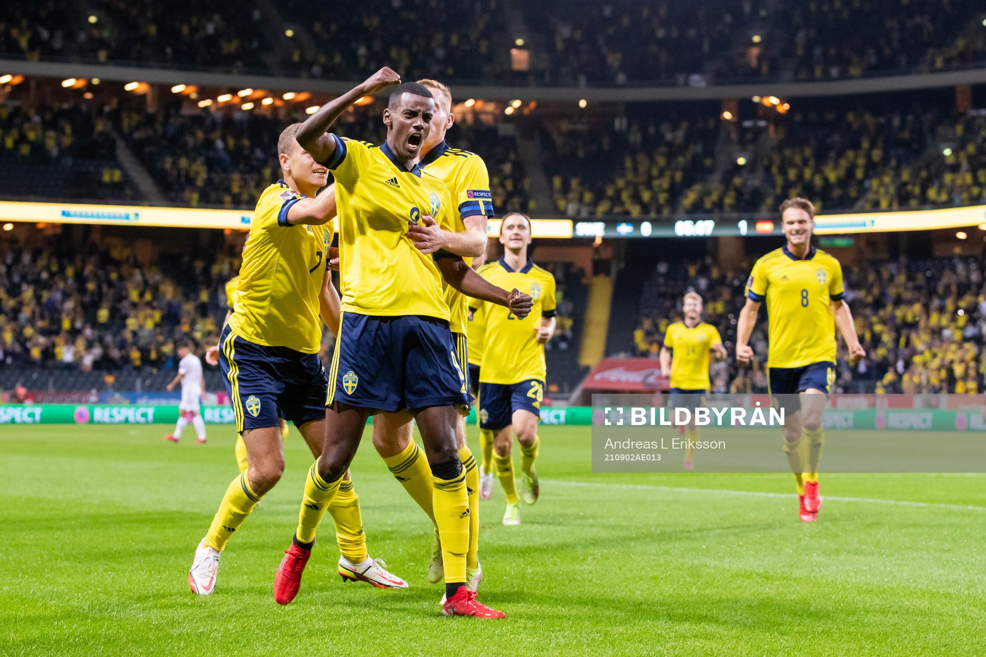Alexander Isak of Sweden celebrates