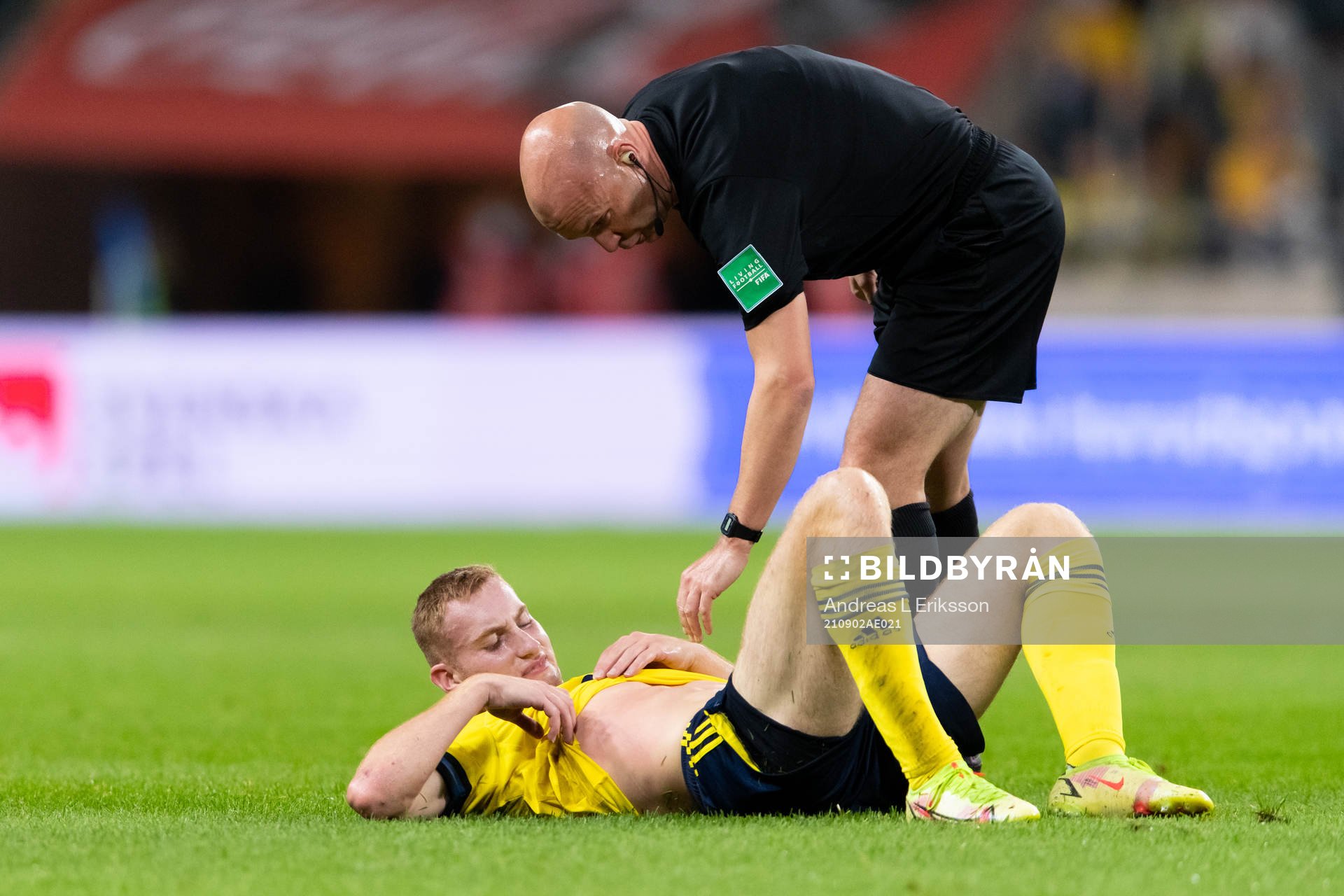 Dejan Kulusevski of Sweden in pain