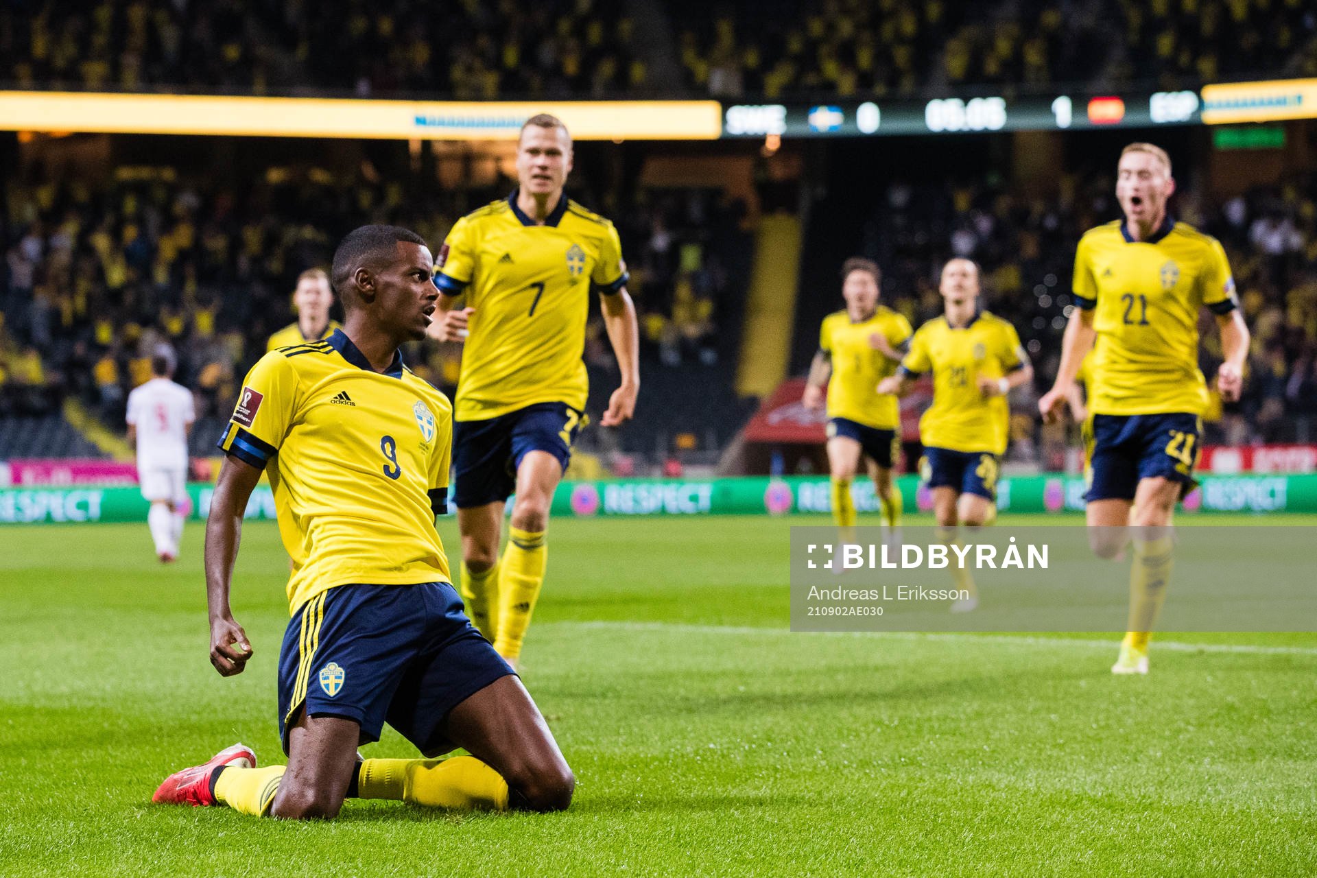 Alexander Isak of Sweden celebrates
