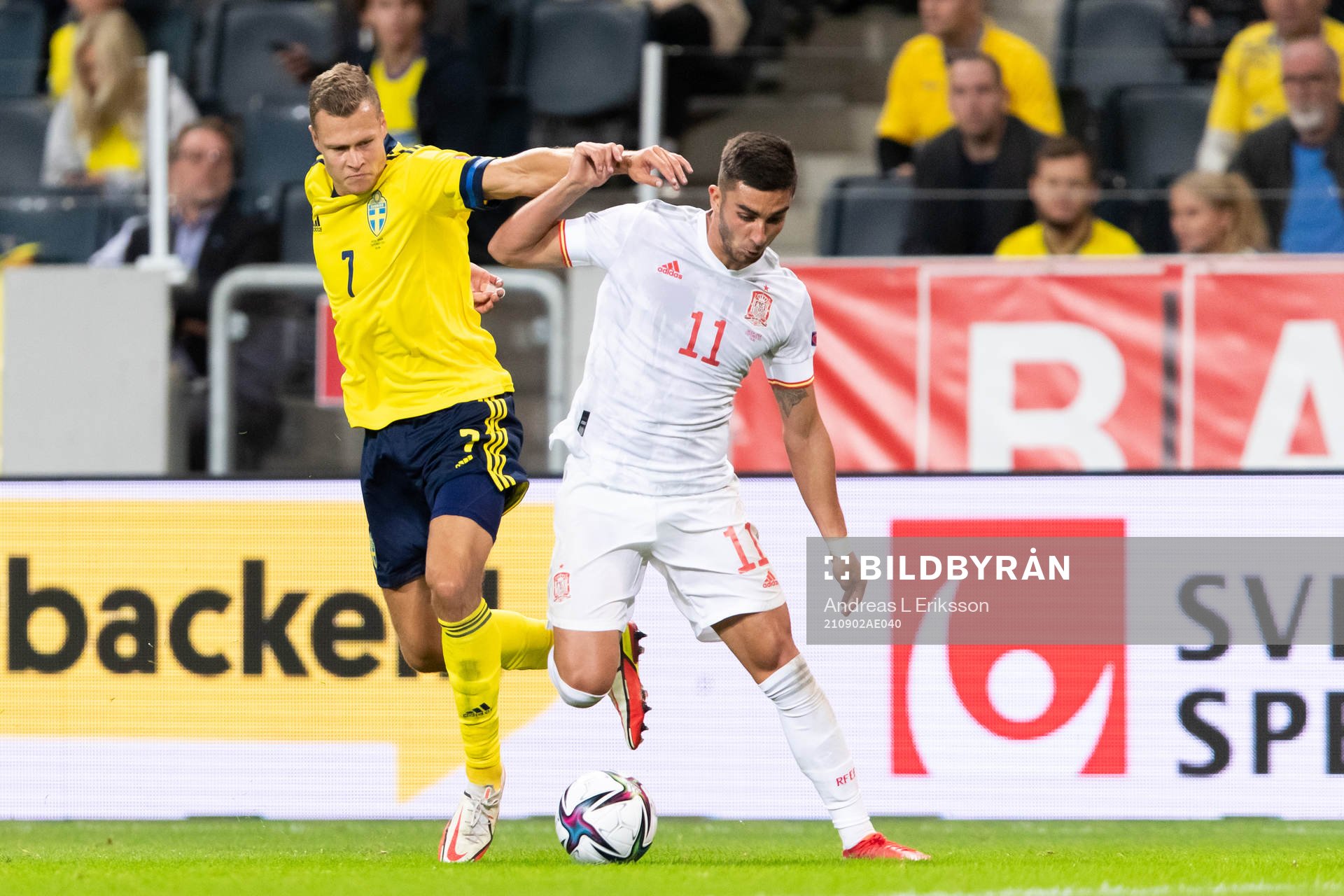 Viktor Claesson of Sweden and Ferran Torres of Spain