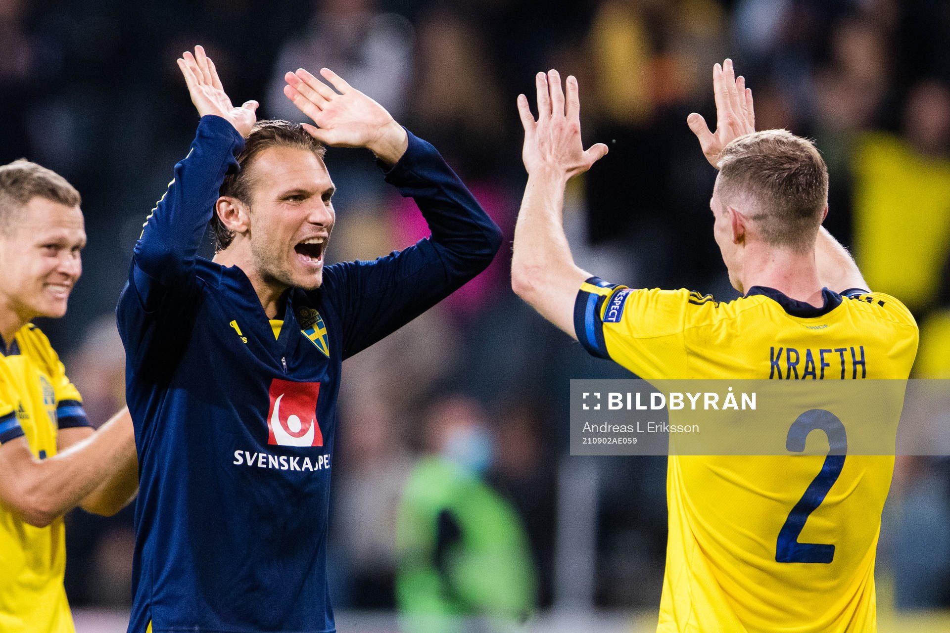 Albin Ekdal and Emil Krafth of Sweden celebrates