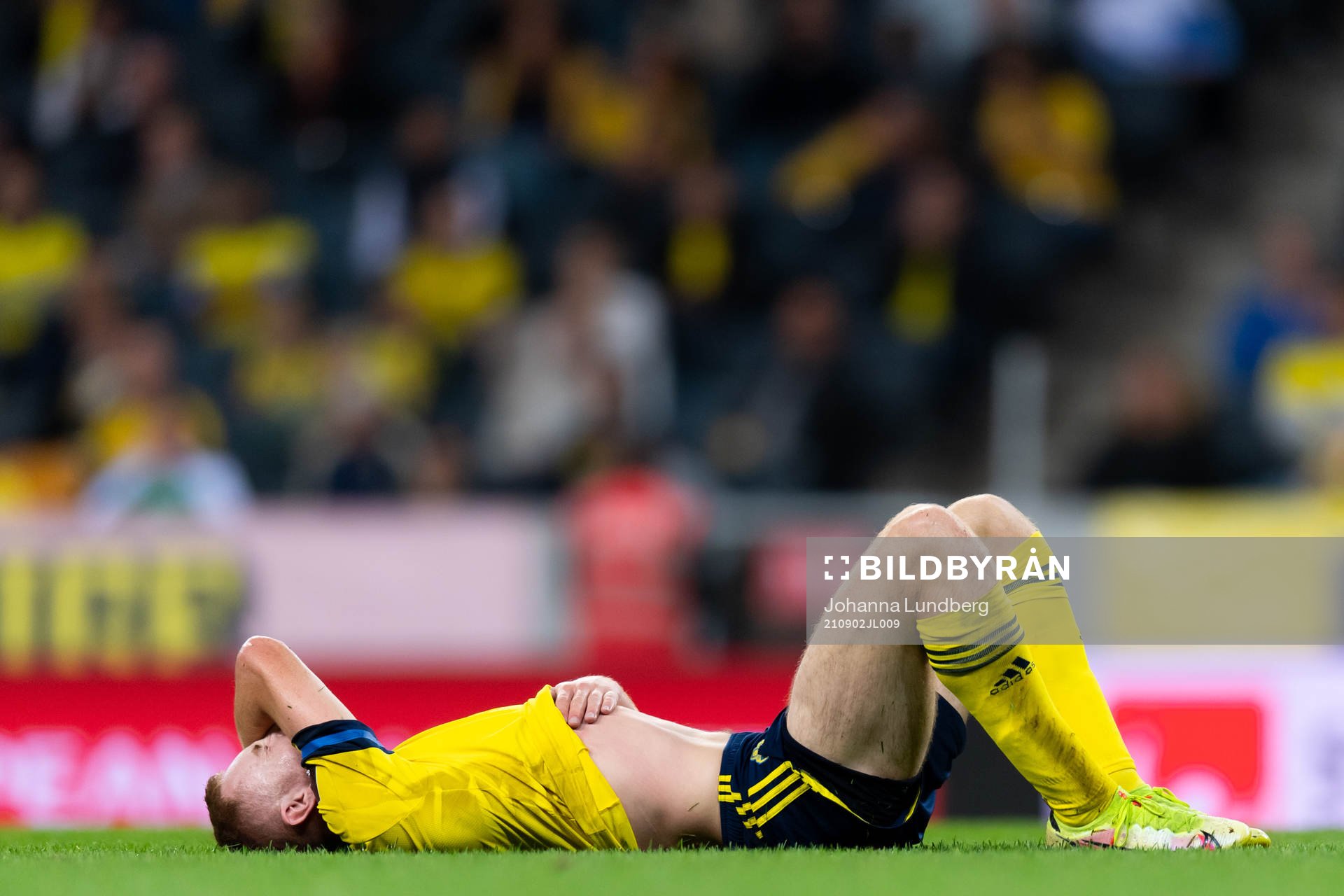 Dejan Kulusevski of Sweden in pain