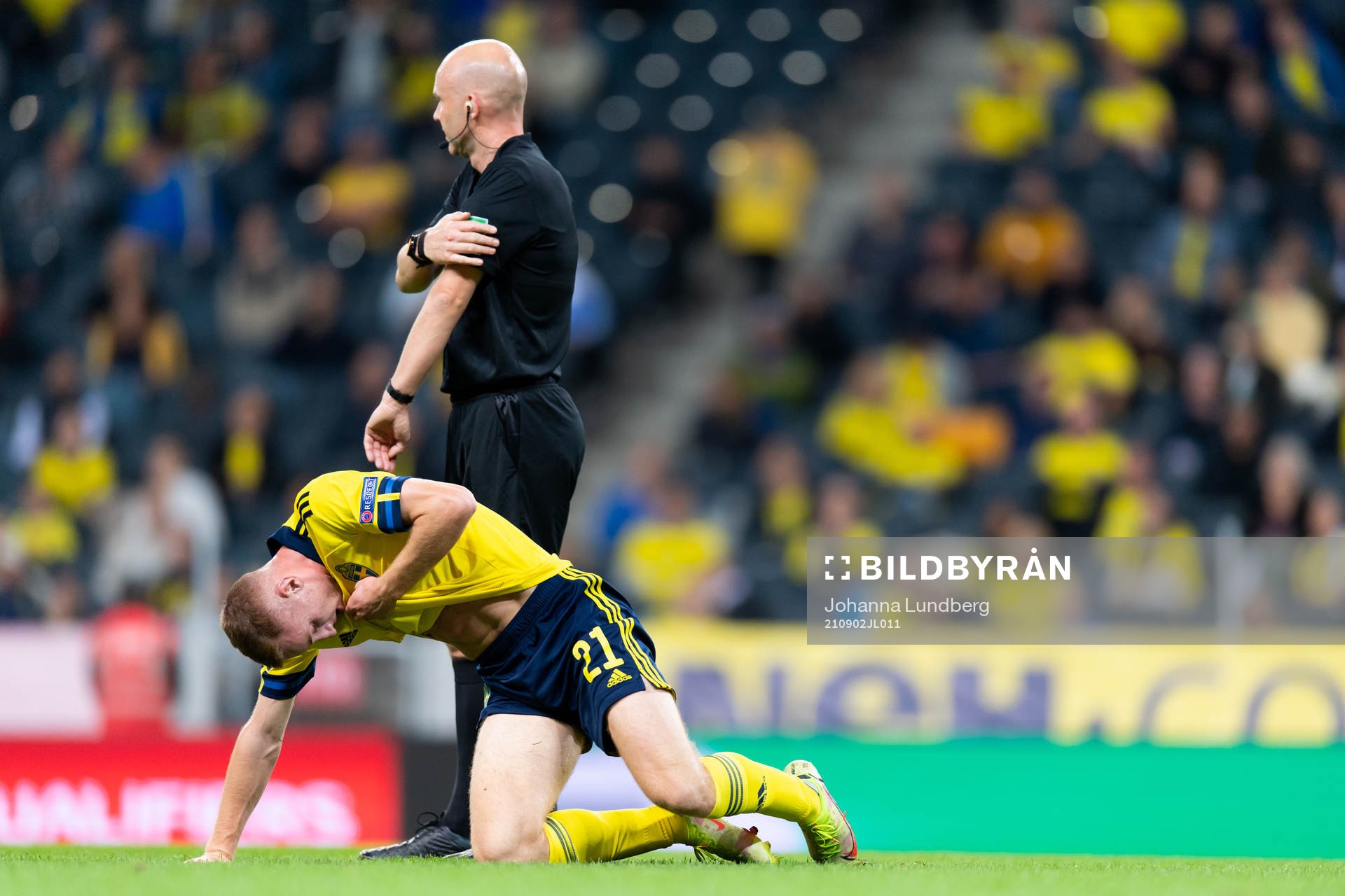 Dejan Kulusevski of Sweden in pain