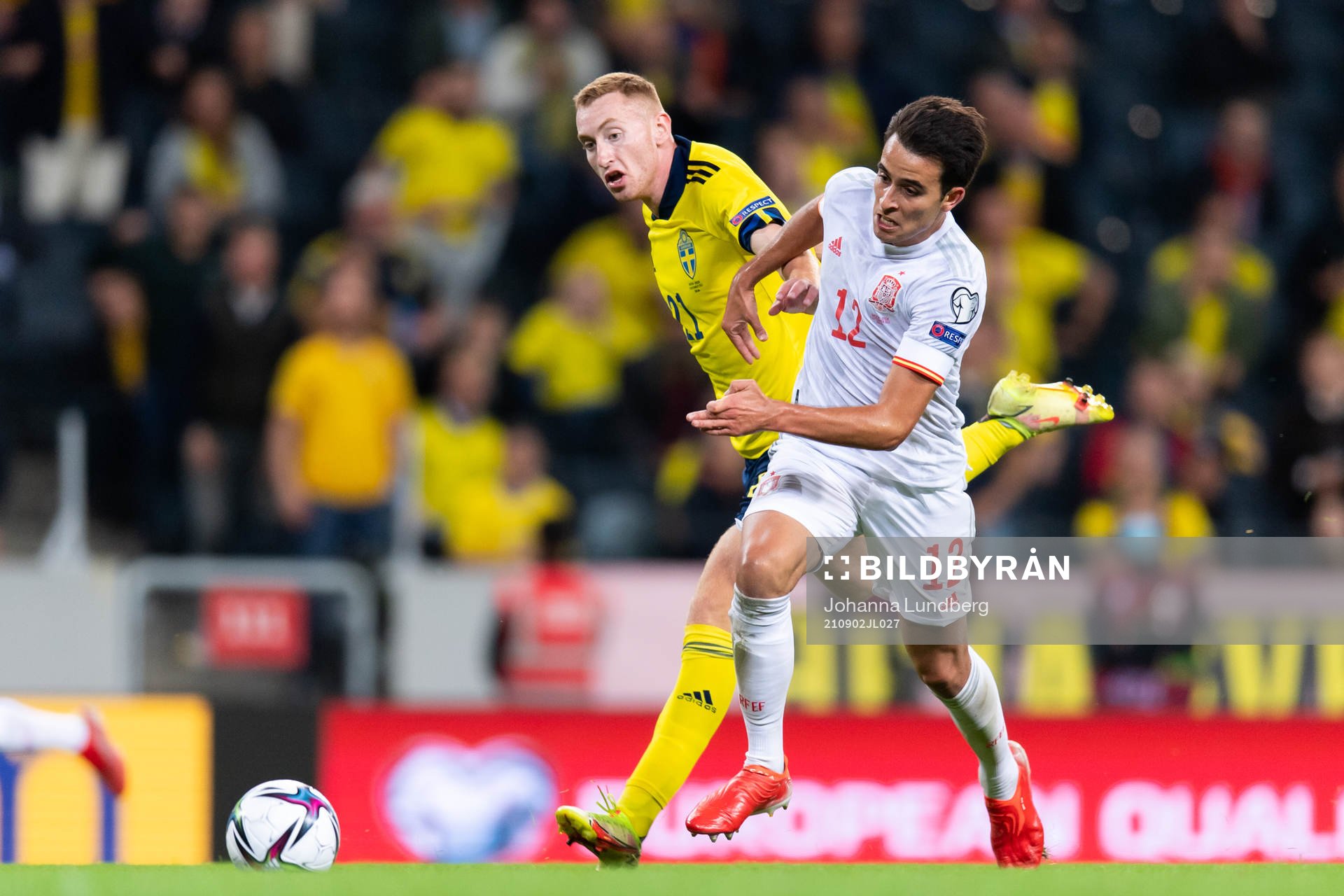 Dejan Kulusevski of Sweden and Eric Garcia of Spain