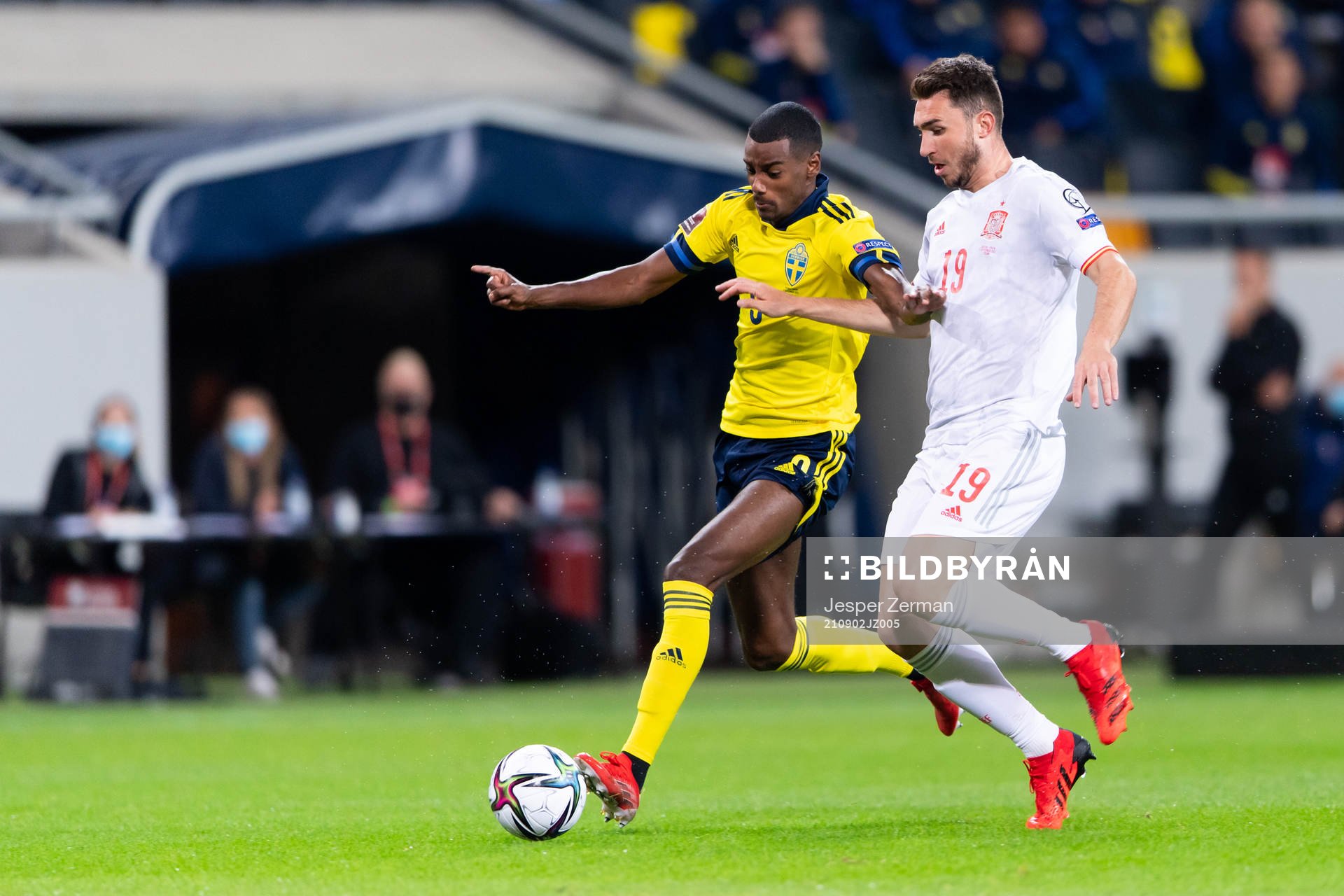 Alexander Isak of Sweden and Aymeric Laporte